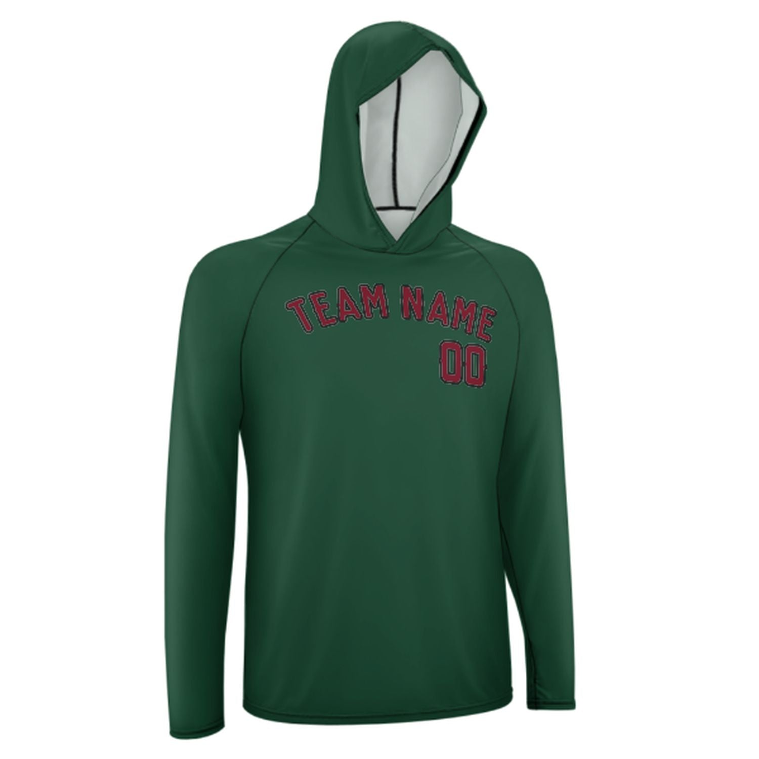 Maßgeschneidertes Moosgrün Karmesinrot UV-Hoodie