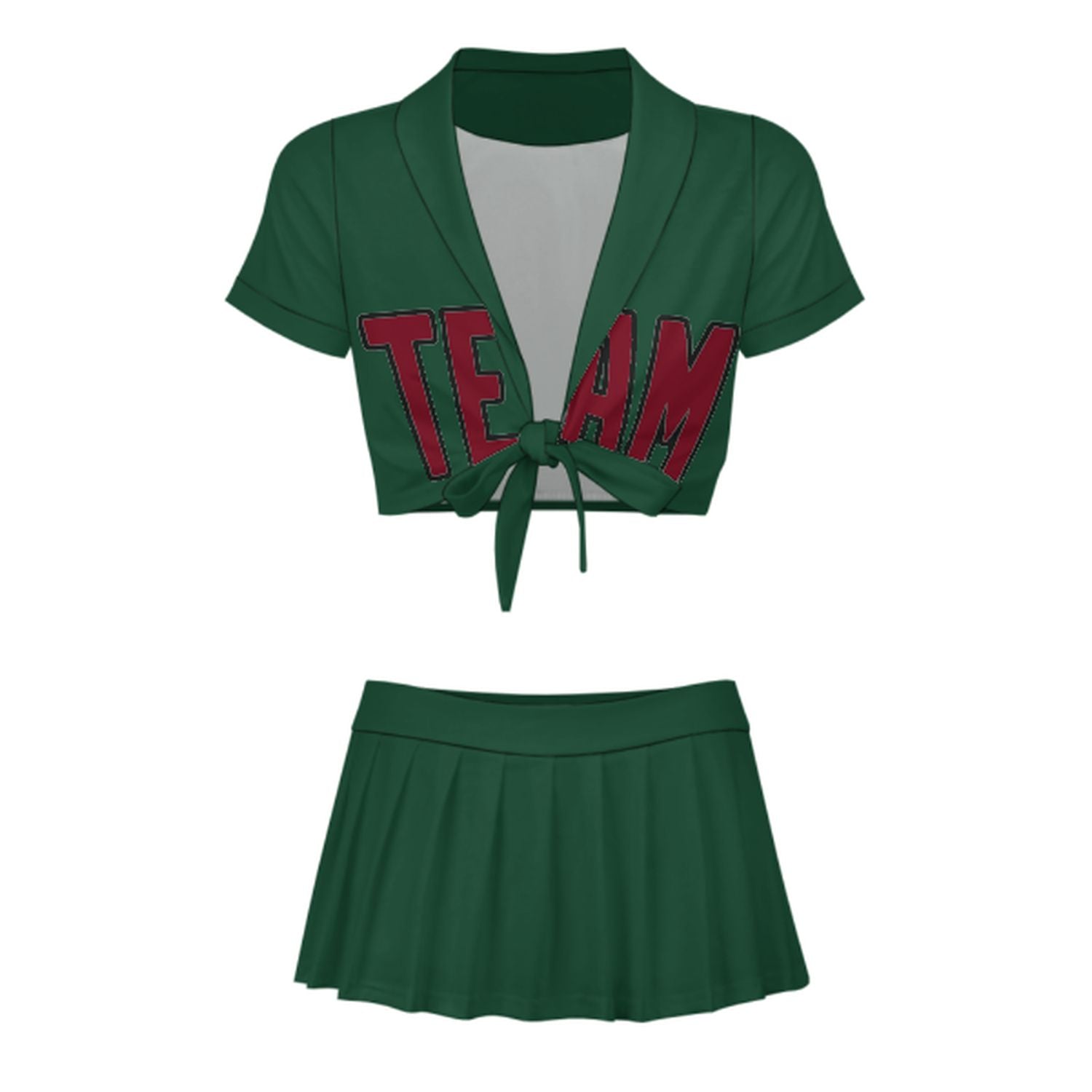 Completo da cheerleader personalizzato verde muschio cremisi