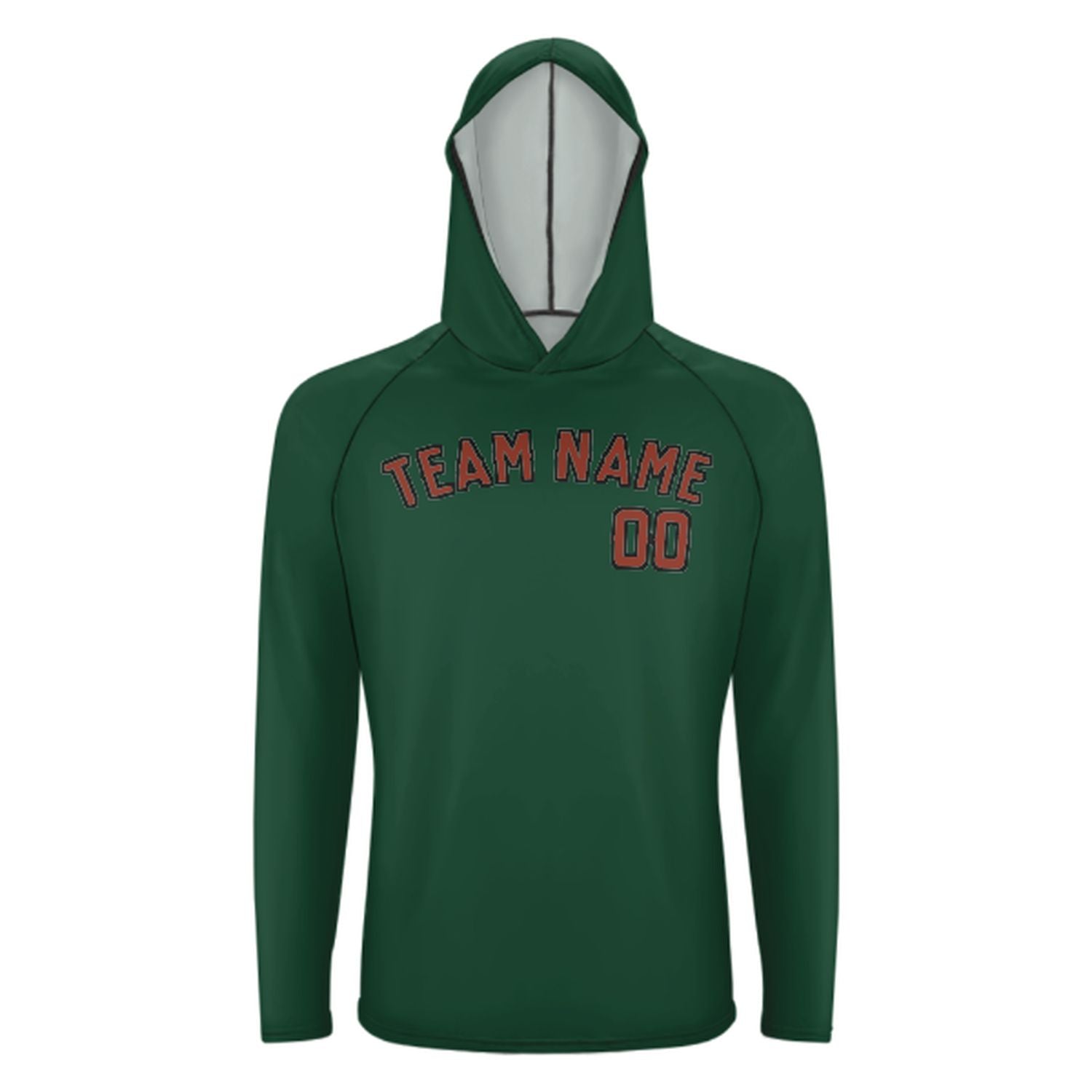 Maßgeschneidertes Moosgrün Korallenrot UV-Hoodie