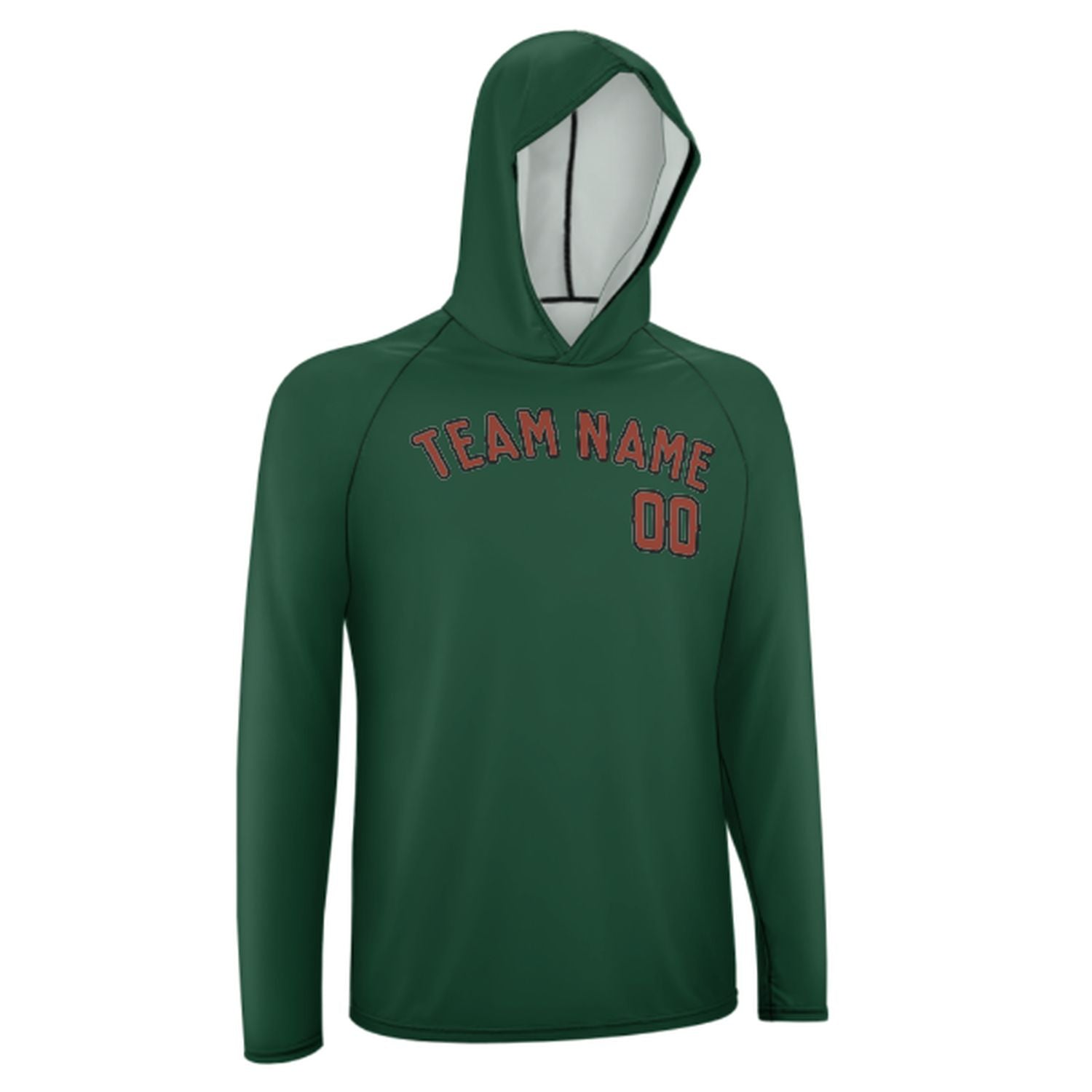 Maßgeschneidertes Moosgrün Korallenrot UV-Hoodie
