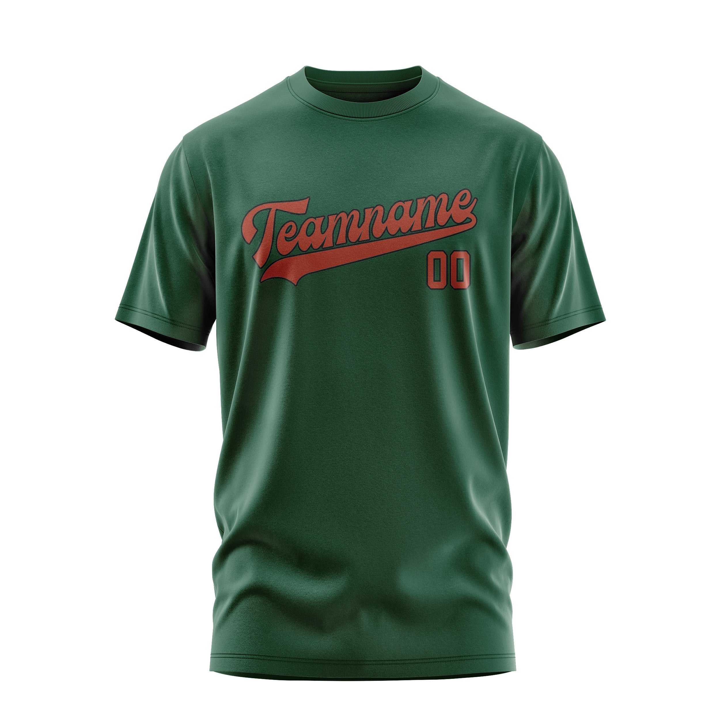 Maßgeschneidertes Moosgrün Korallenrot T-Shirt