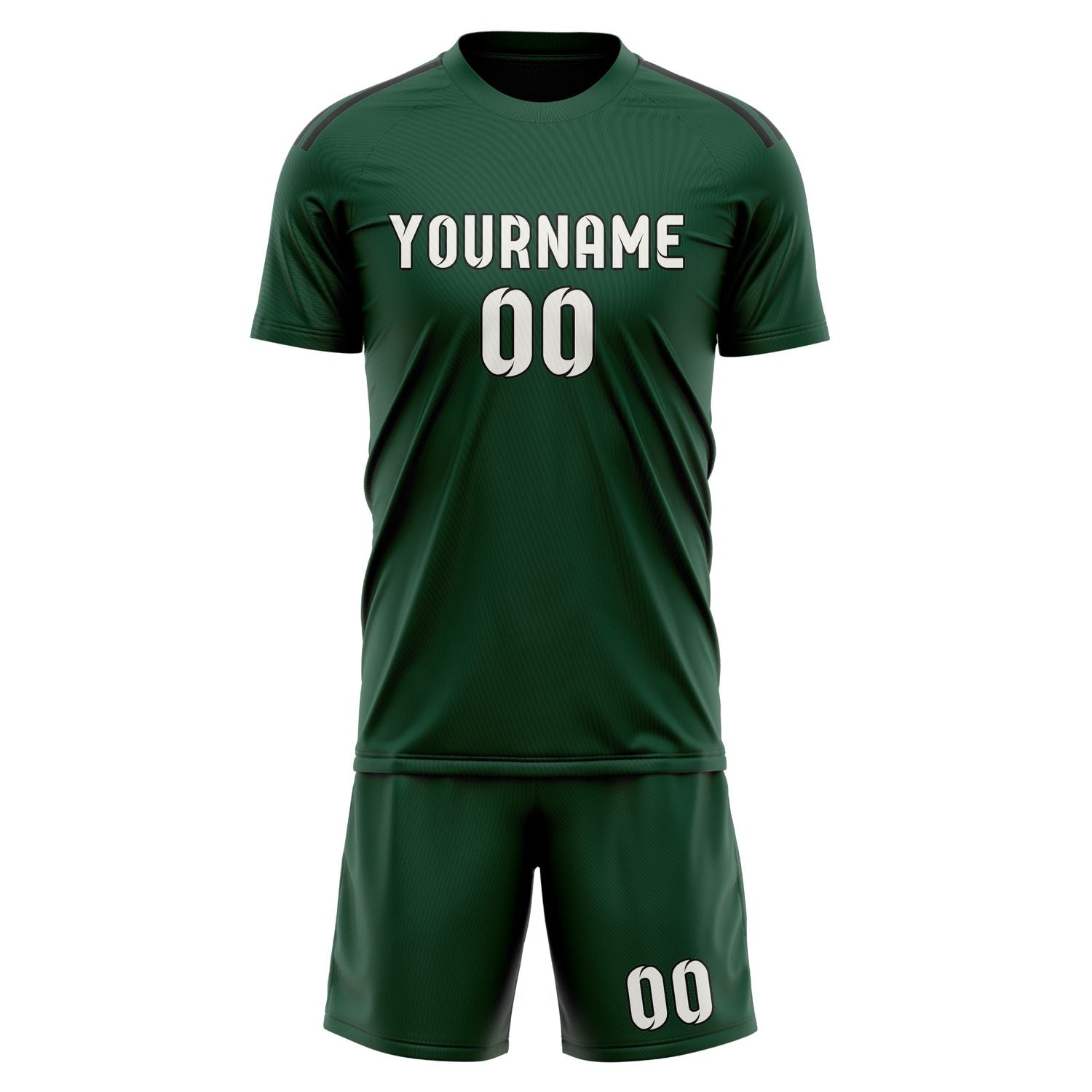 Maßgeschneidertes Professionelles Moosgrün Weiß Fußballtrikot-Set