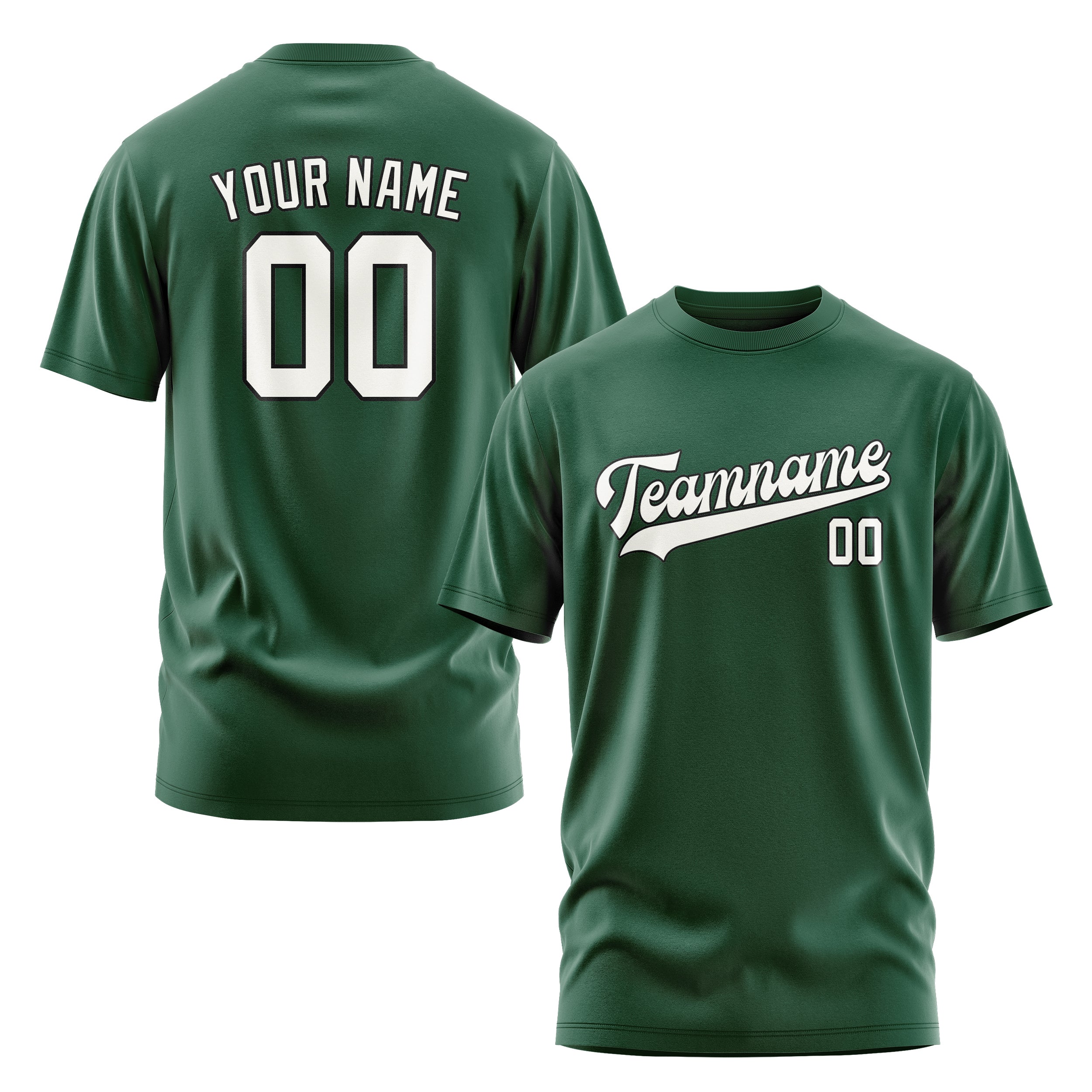 Maßgeschneidertes Moosgrün Weiß T-Shirt