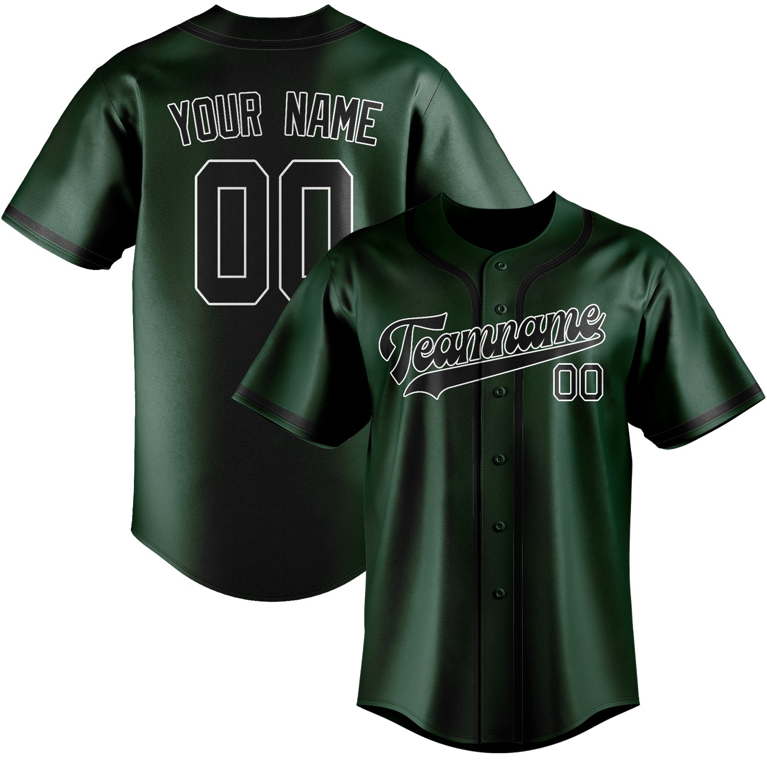 Benutzerdefiniertes Professionelles Moosgrün Schwarz Baseballtrikot