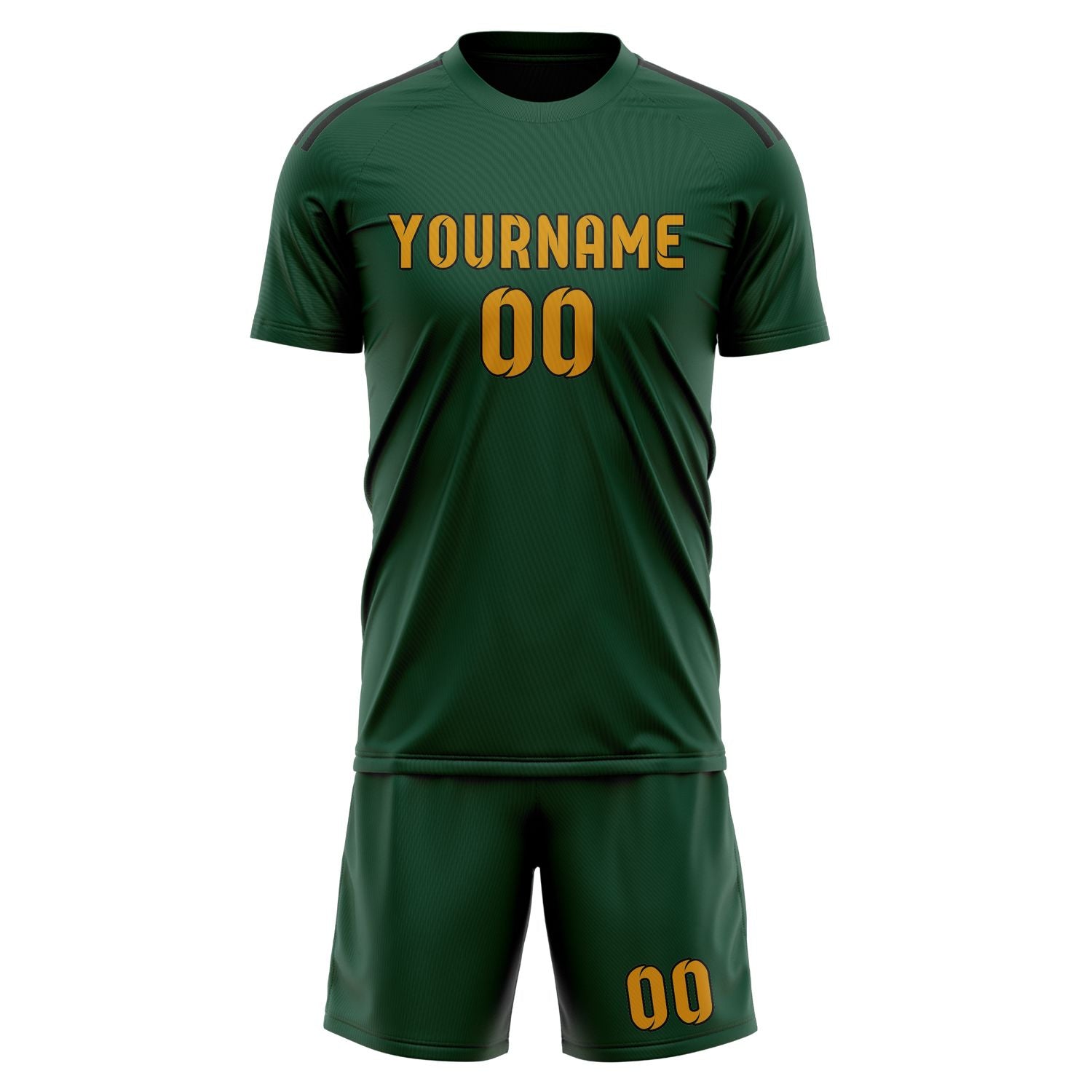 Maßgeschneidertes Professionelles Moosgrün Gelb Fußballtrikot-Set