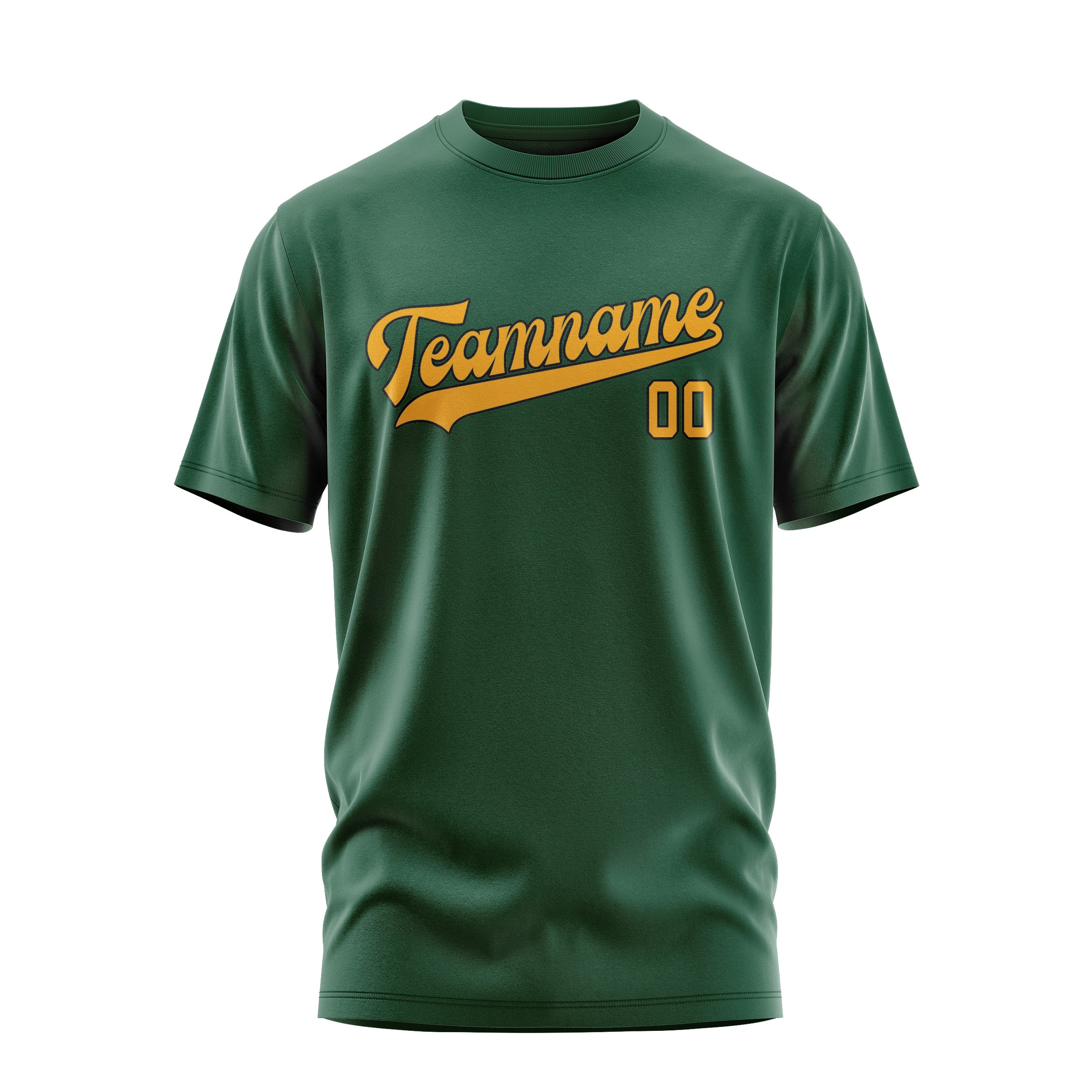 Maßgeschneidertes Moosgrün Gelb T-Shirt