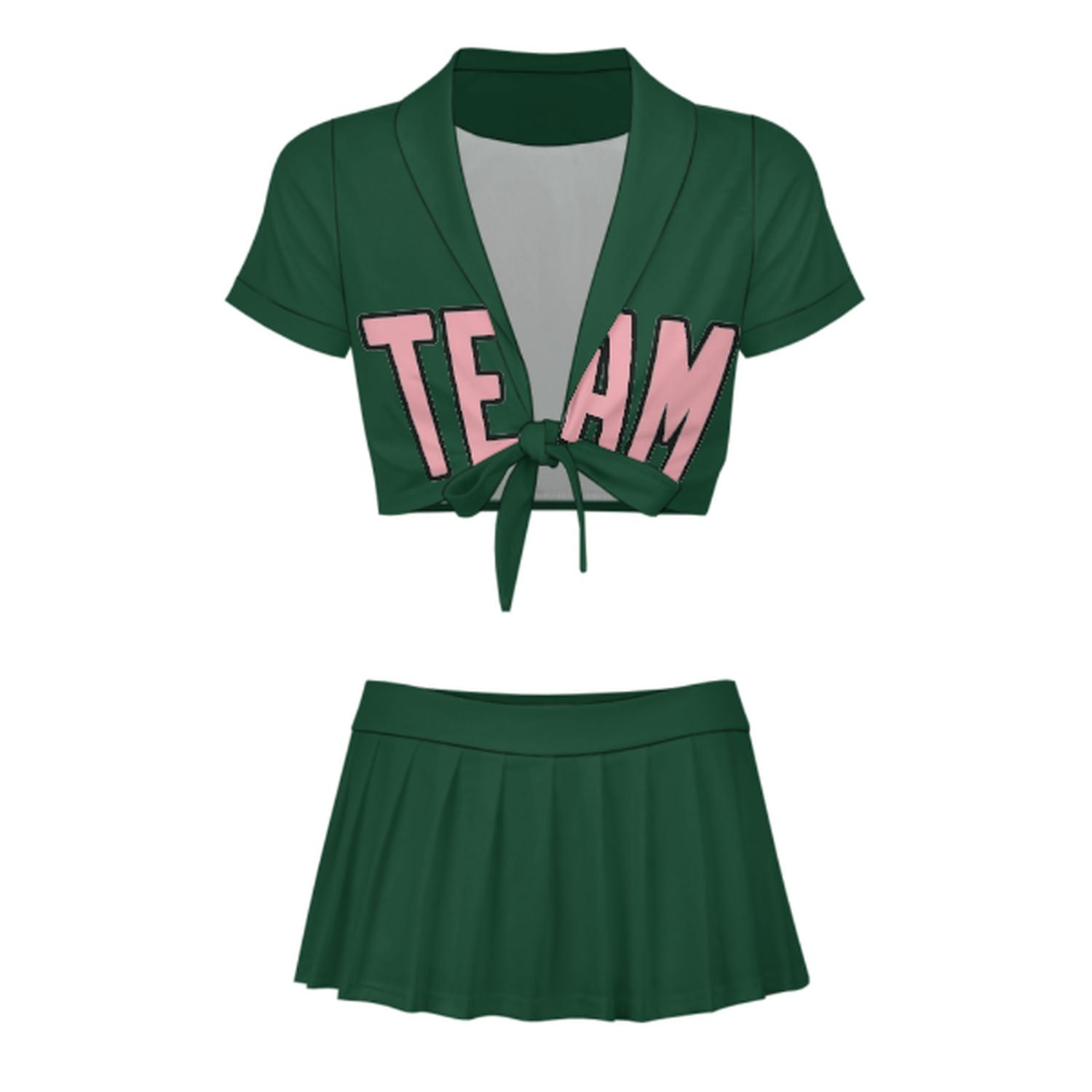Completo da cheerleader rosa verde muschio personalizzato