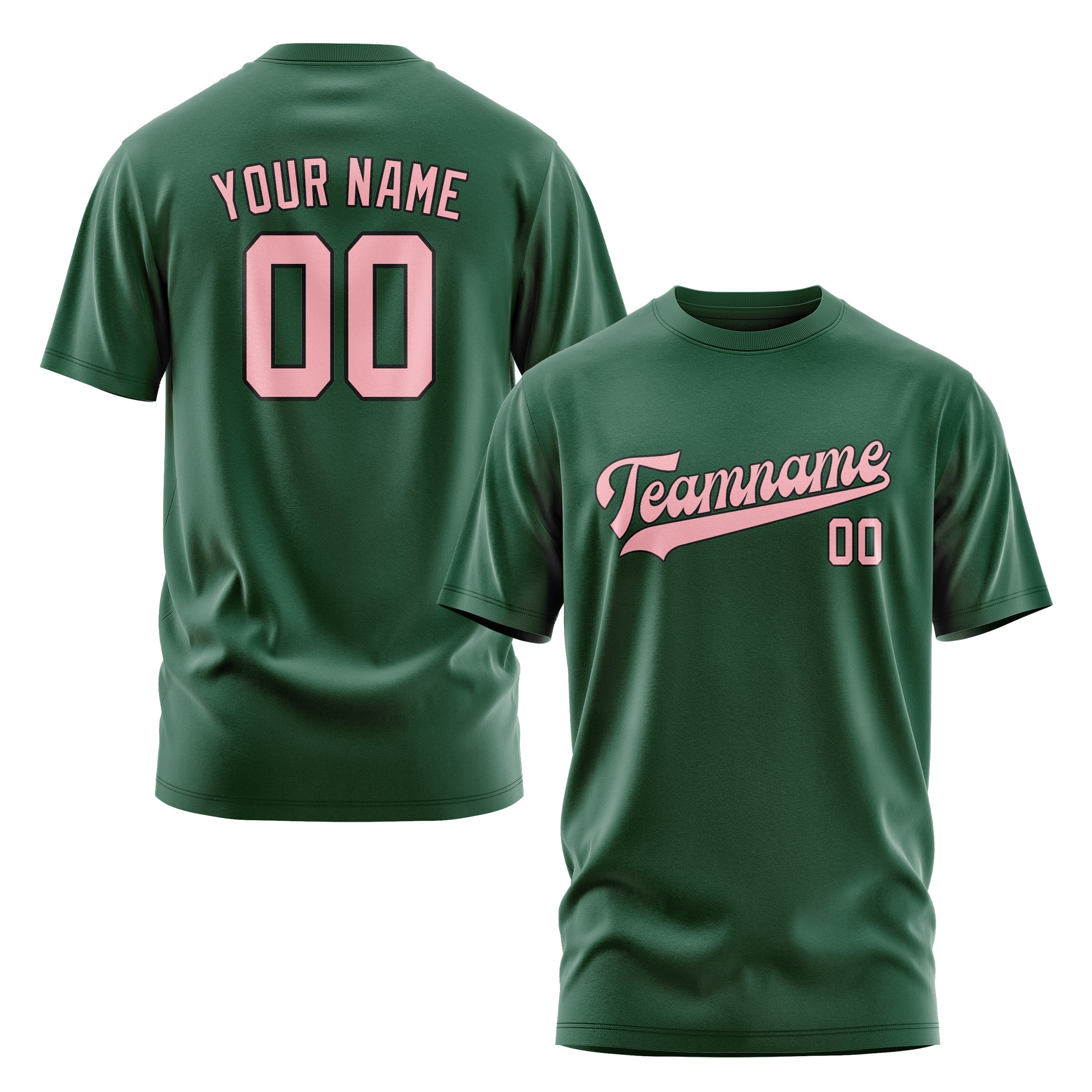 Maßgeschneidertes Moosgrün Rosa T-Shirt