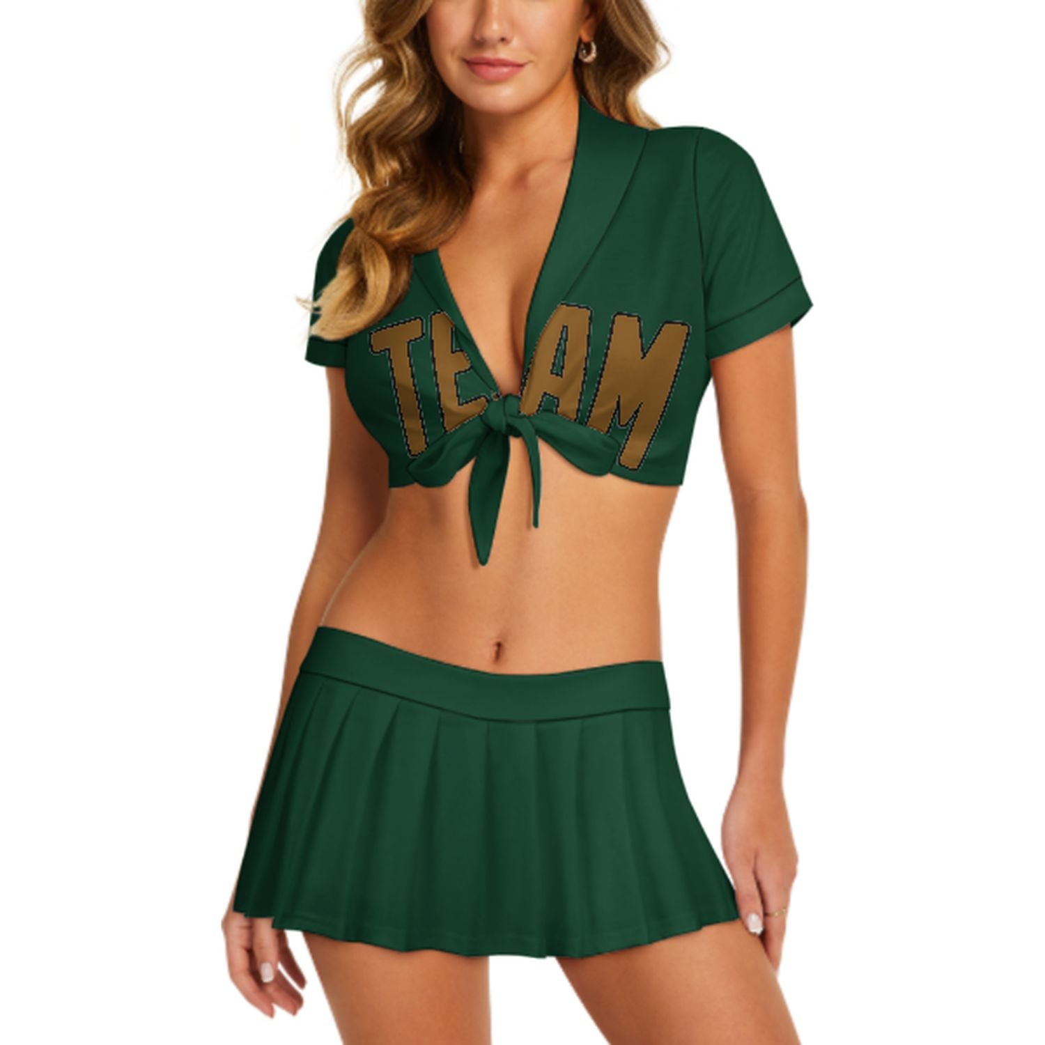 Completo da cheerleader personalizzato color verde muschio e cachi