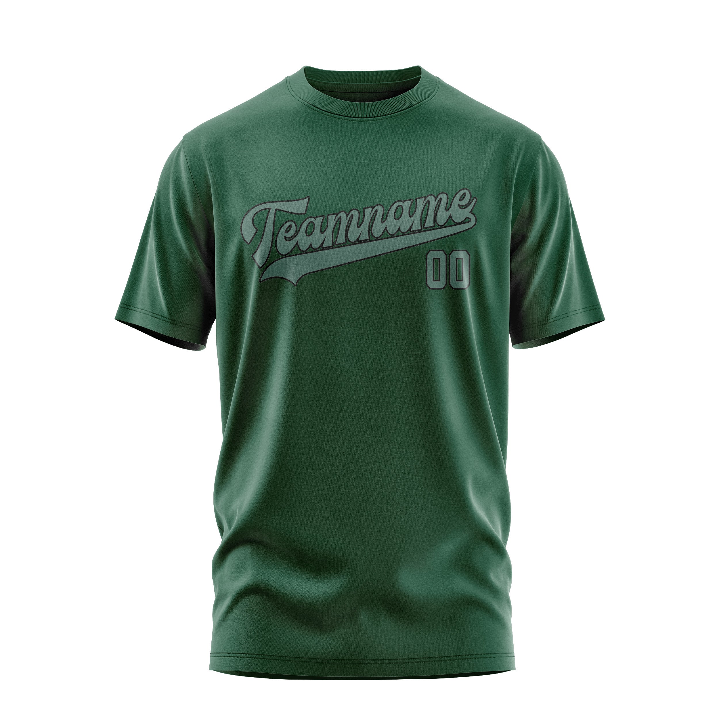 Maßgeschneidertes Moosgrün Blaugrün T-Shirt