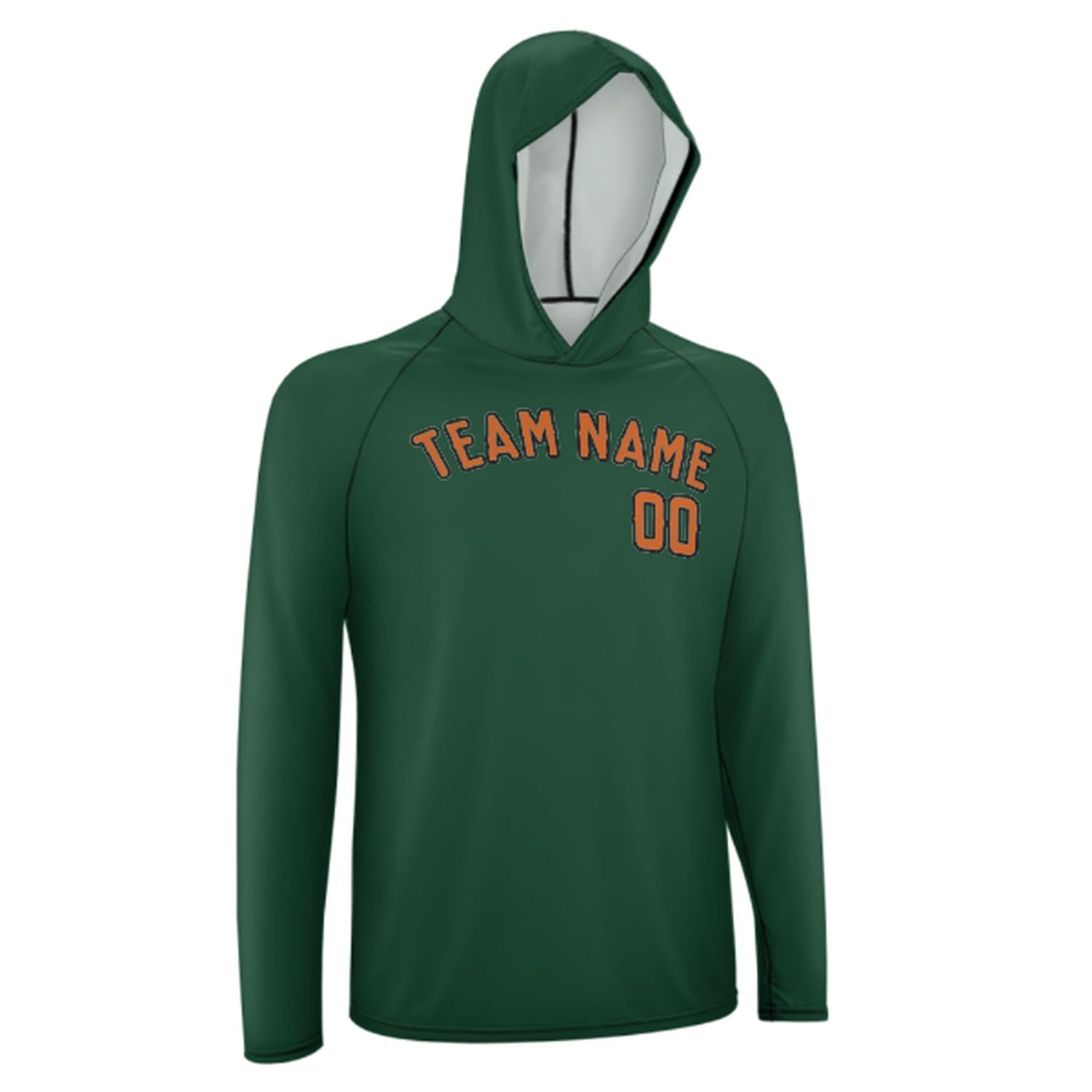 Maßgeschneidertes Moosgrün Orange UV-Hoodie
