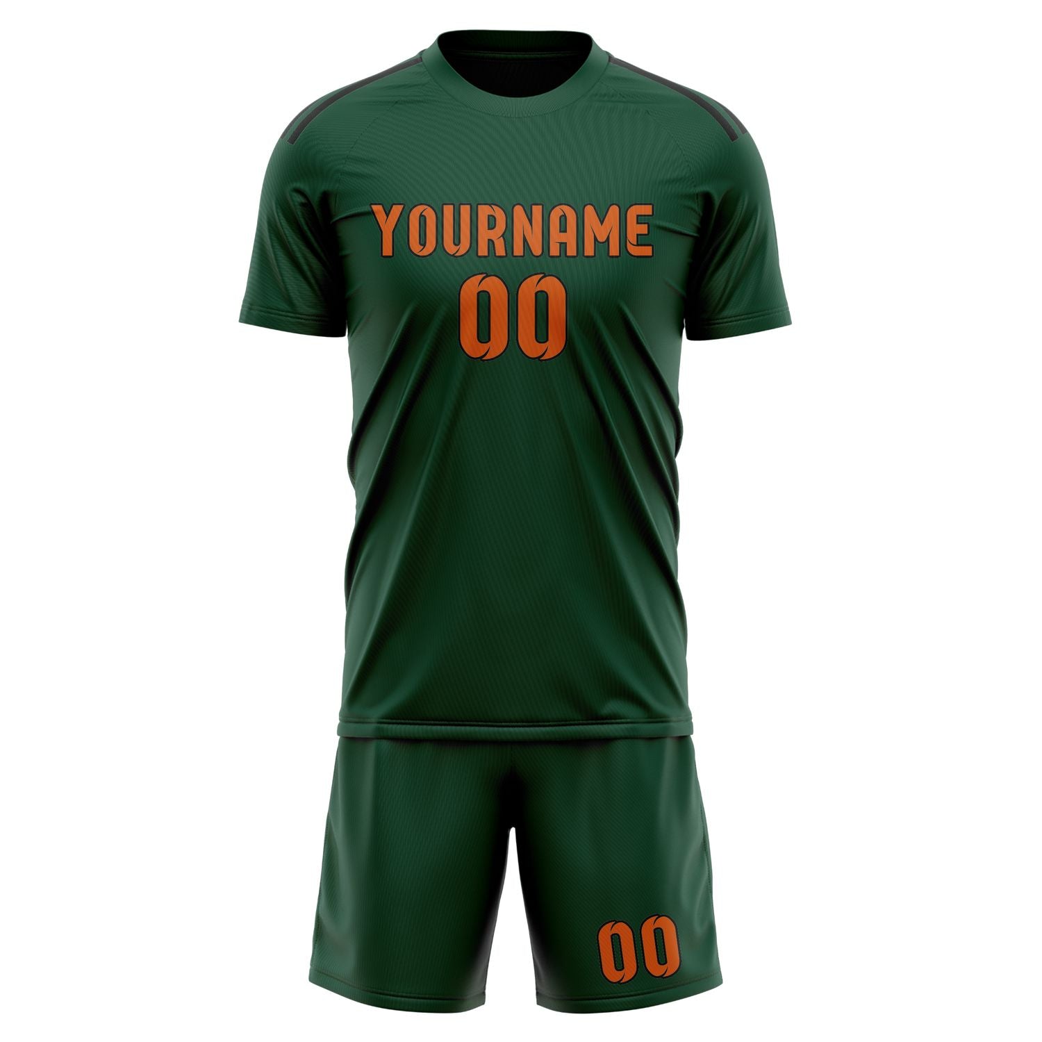 Maßgeschneidertes Professionelles Moosgrün Orange Fußballtrikot-Set
