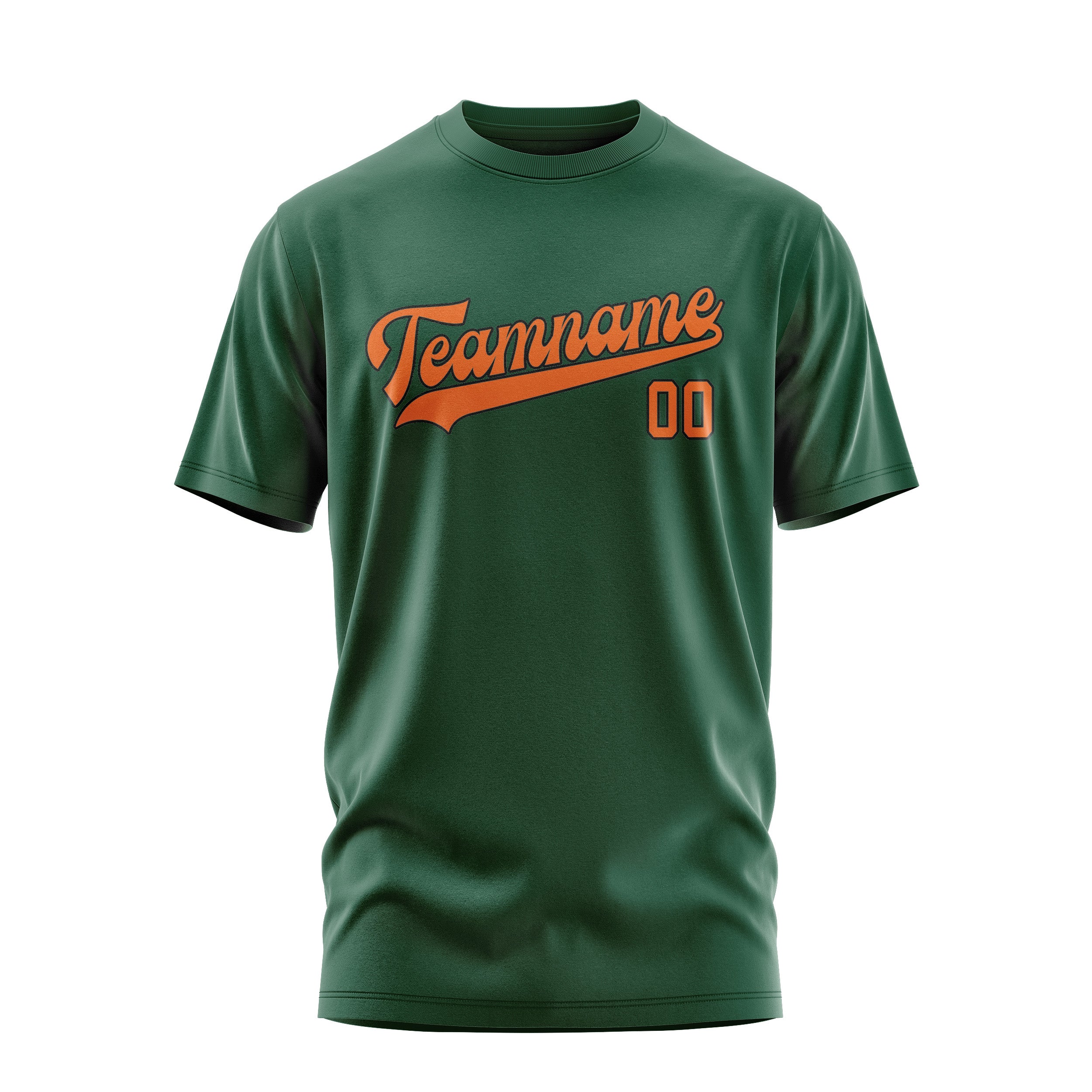 Maßgeschneidertes Moosgrün Orange T-Shirt