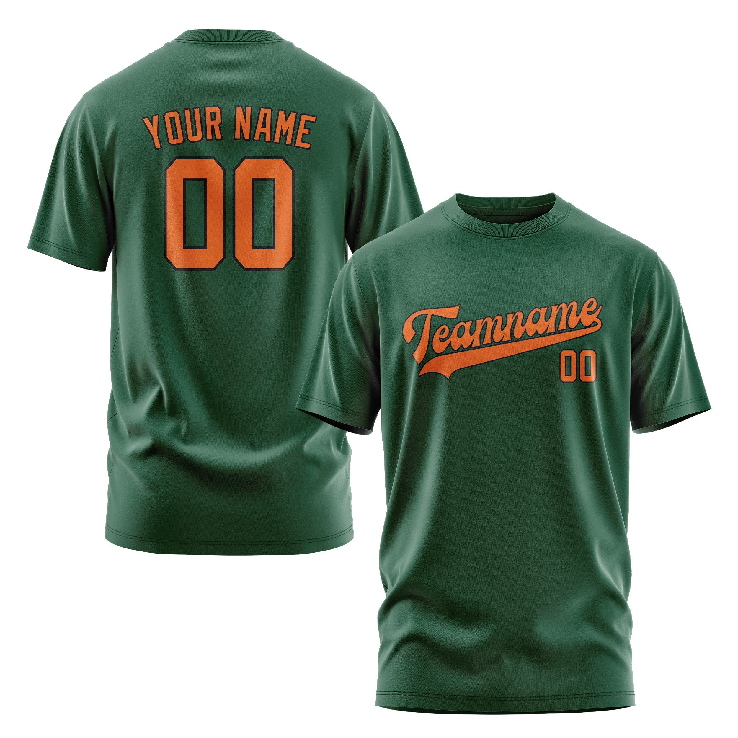 Maßgeschneidertes Moosgrün Orange T-Shirt