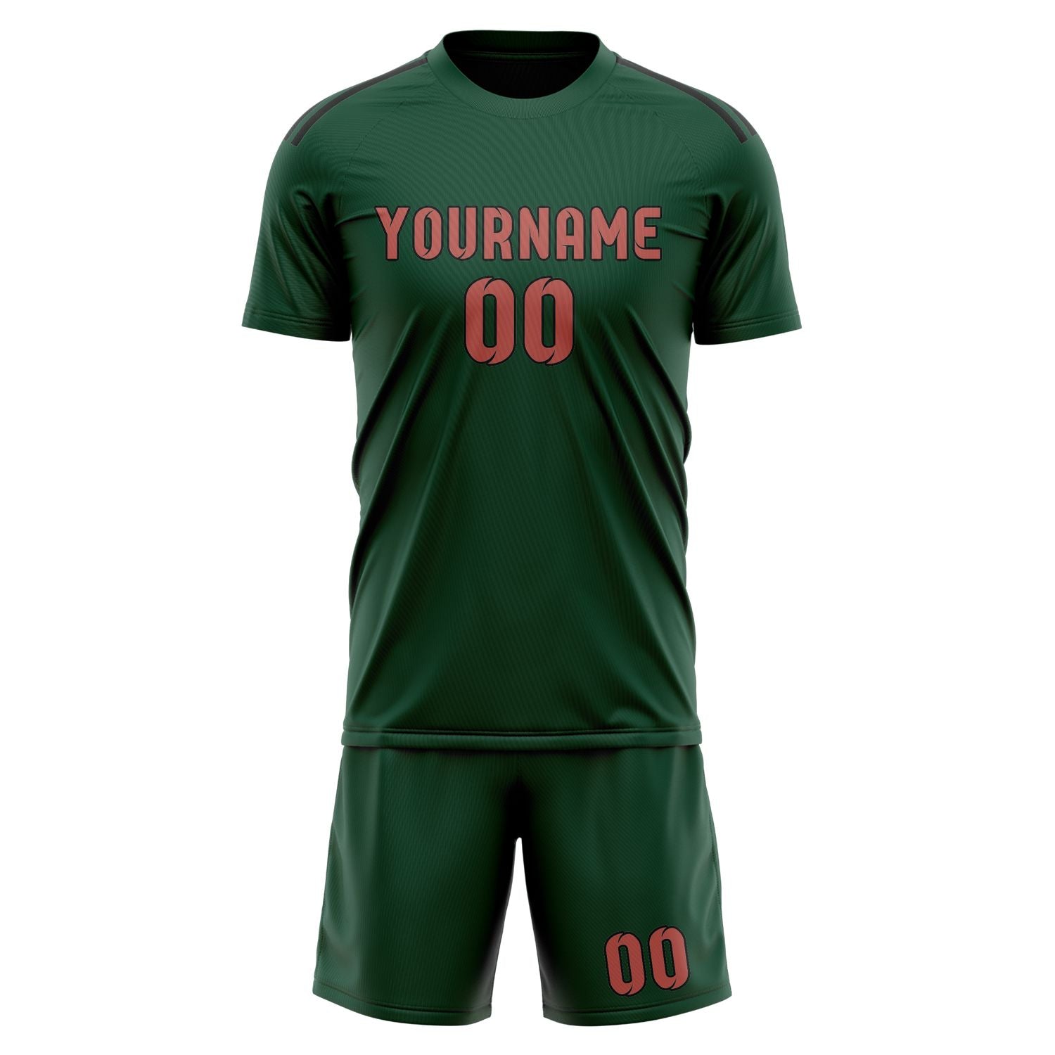 Maßgeschneidertes Professionelles Moosgrün Kupferrose Fußballtrikot-Set