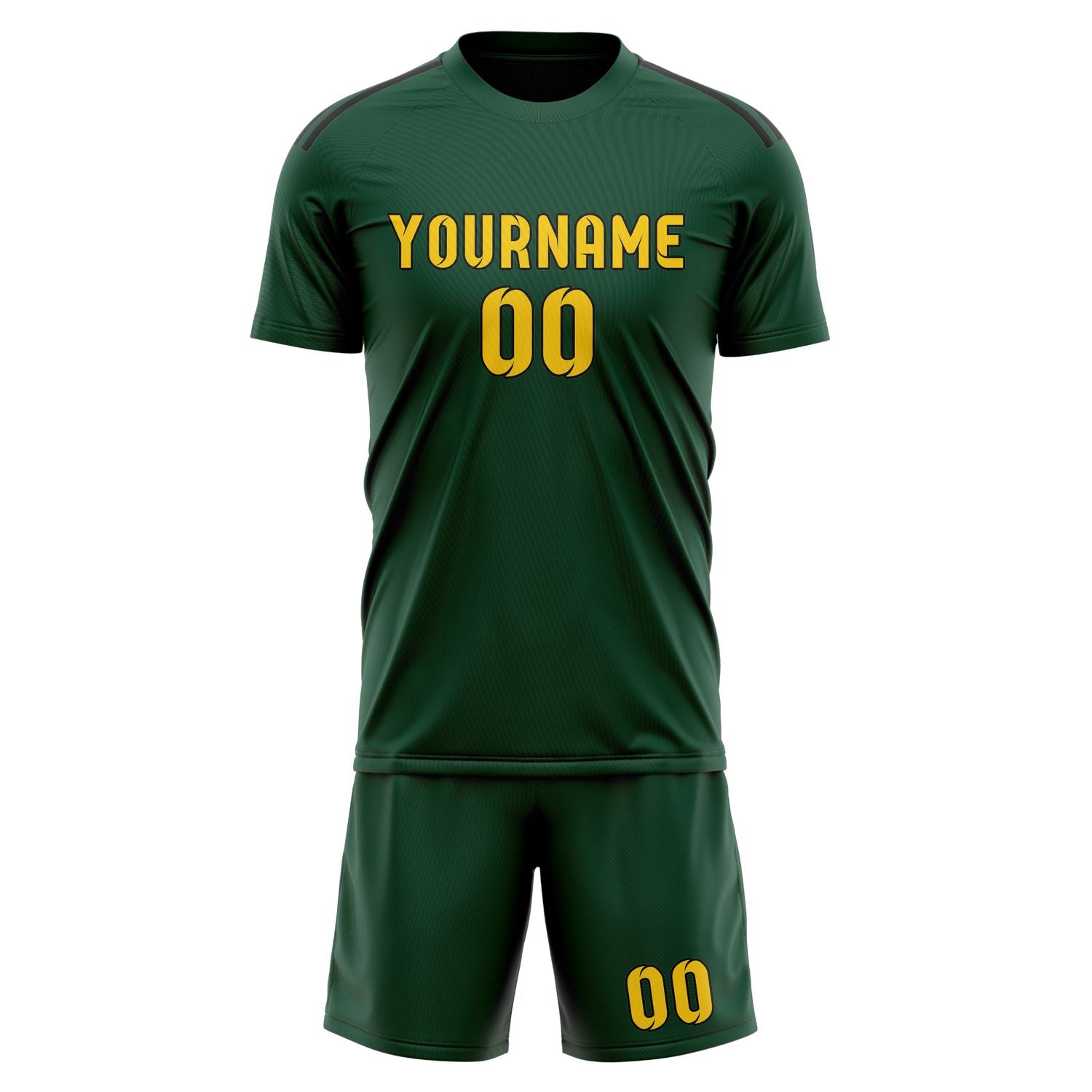 Maßgeschneidertes Professionelles Moosgrün Gold Fußballtrikot-Set