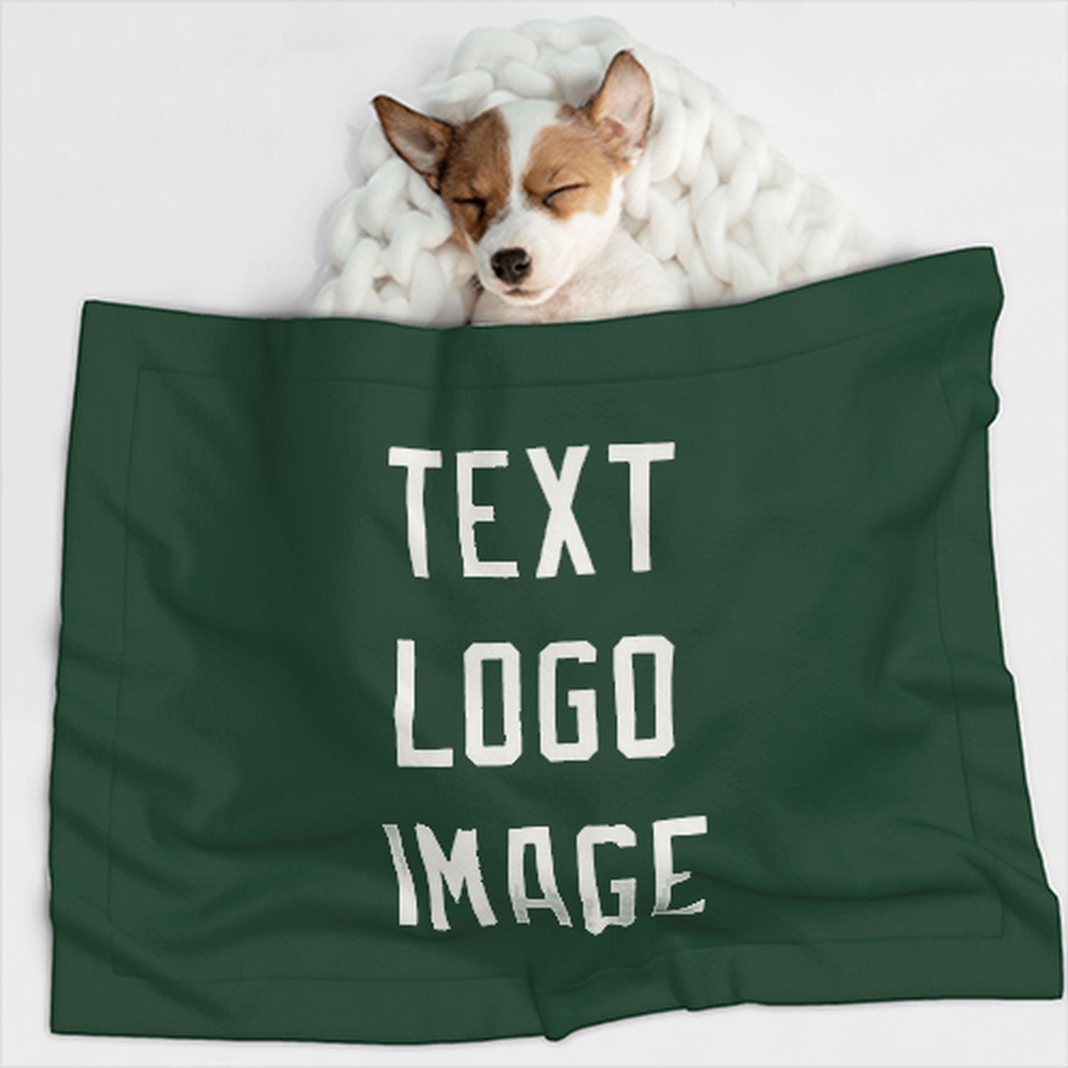 Coperta personalizzata per animali domestici verde muschio bianco