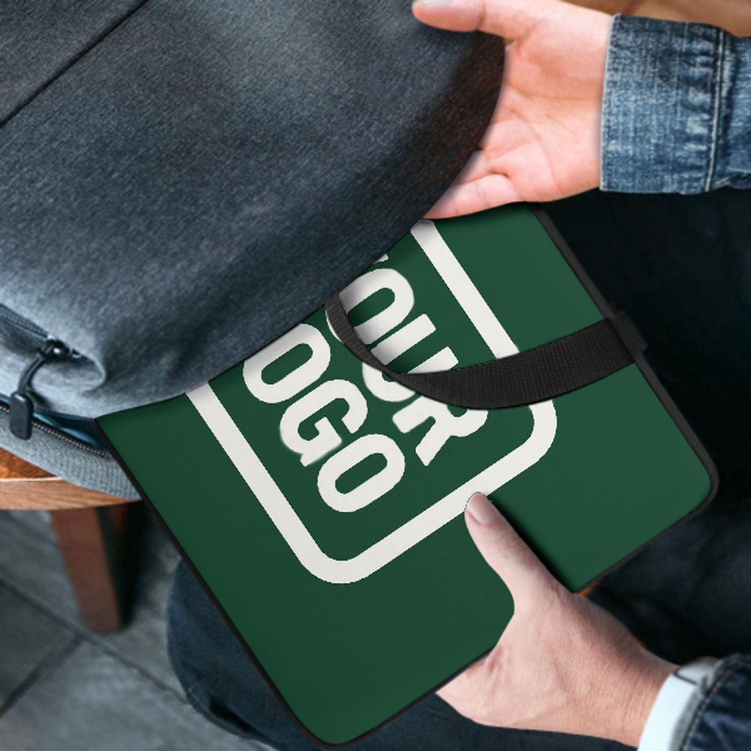 Bolsa de laptop blanca verde musgo hecha a medida