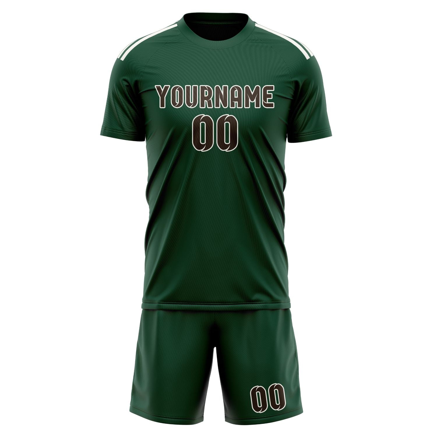 Maßgeschneidertes Professionelles Moosgrün Braun Fußballtrikot-Set
