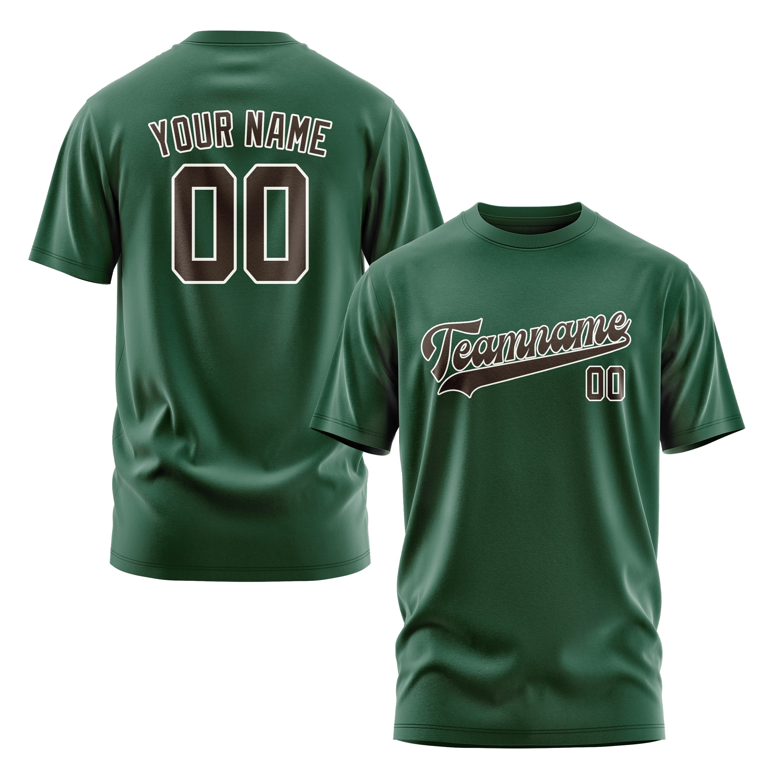 Maßgeschneidertes Moosgrün Braun T-Shirt