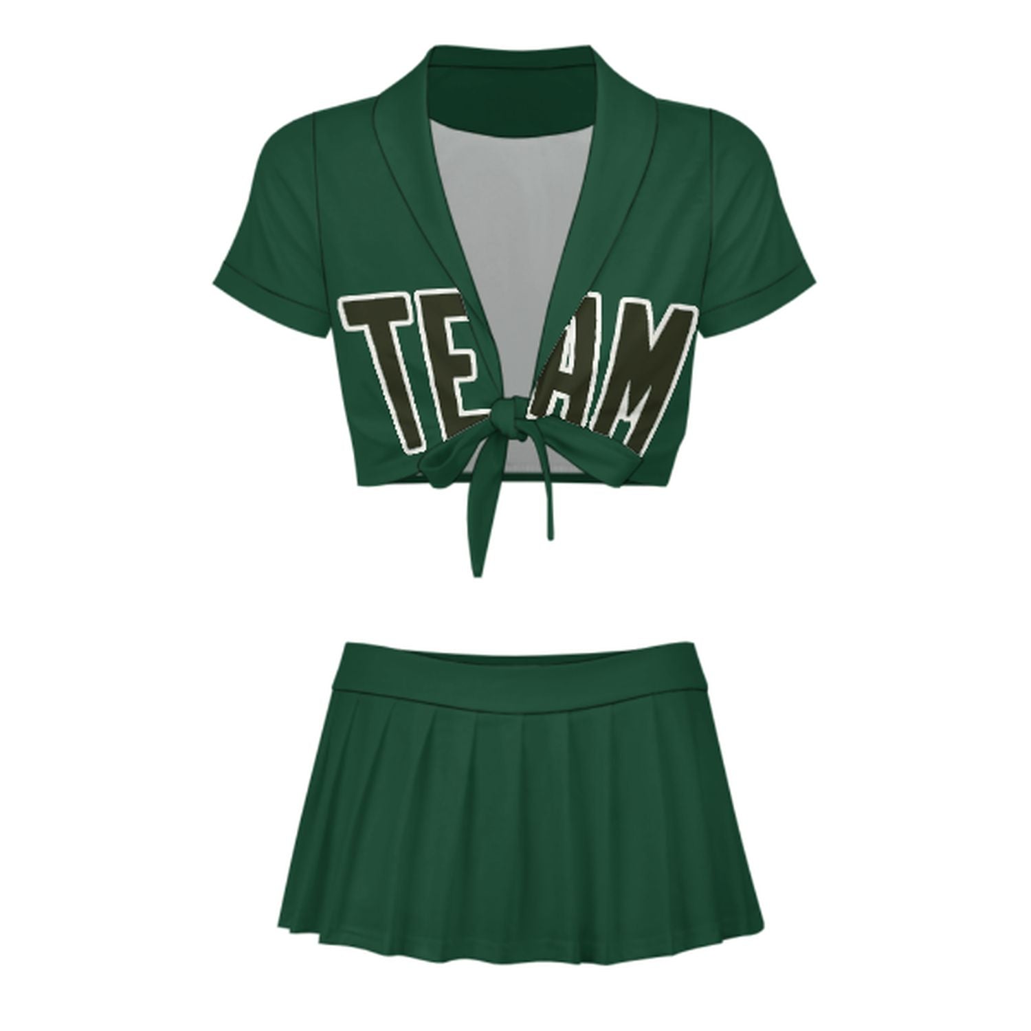 Completo da cheerleader personalizzato verde muschio e verde oliva scuro
