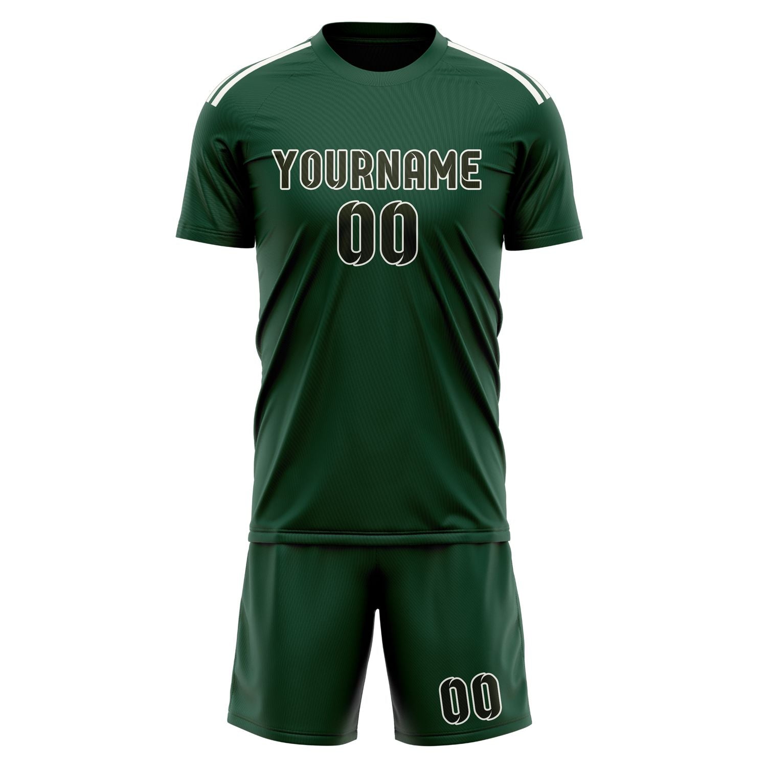 Maßgeschneidertes Professionelles Moosgrün Dunkles Oliv Fußballtrikot-Set