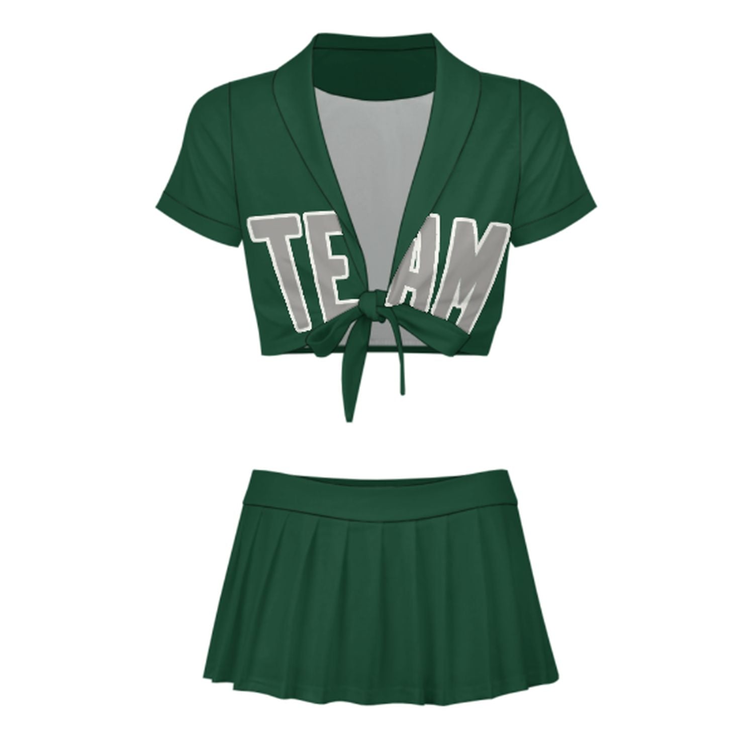 Completo da cheerleader grigio verde muschio personalizzato