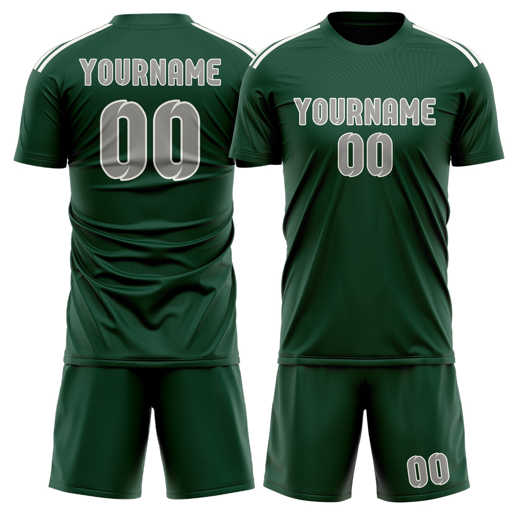 Maßgeschneidertes Professionelles Moosgrün Grau Fußballtrikot-Set