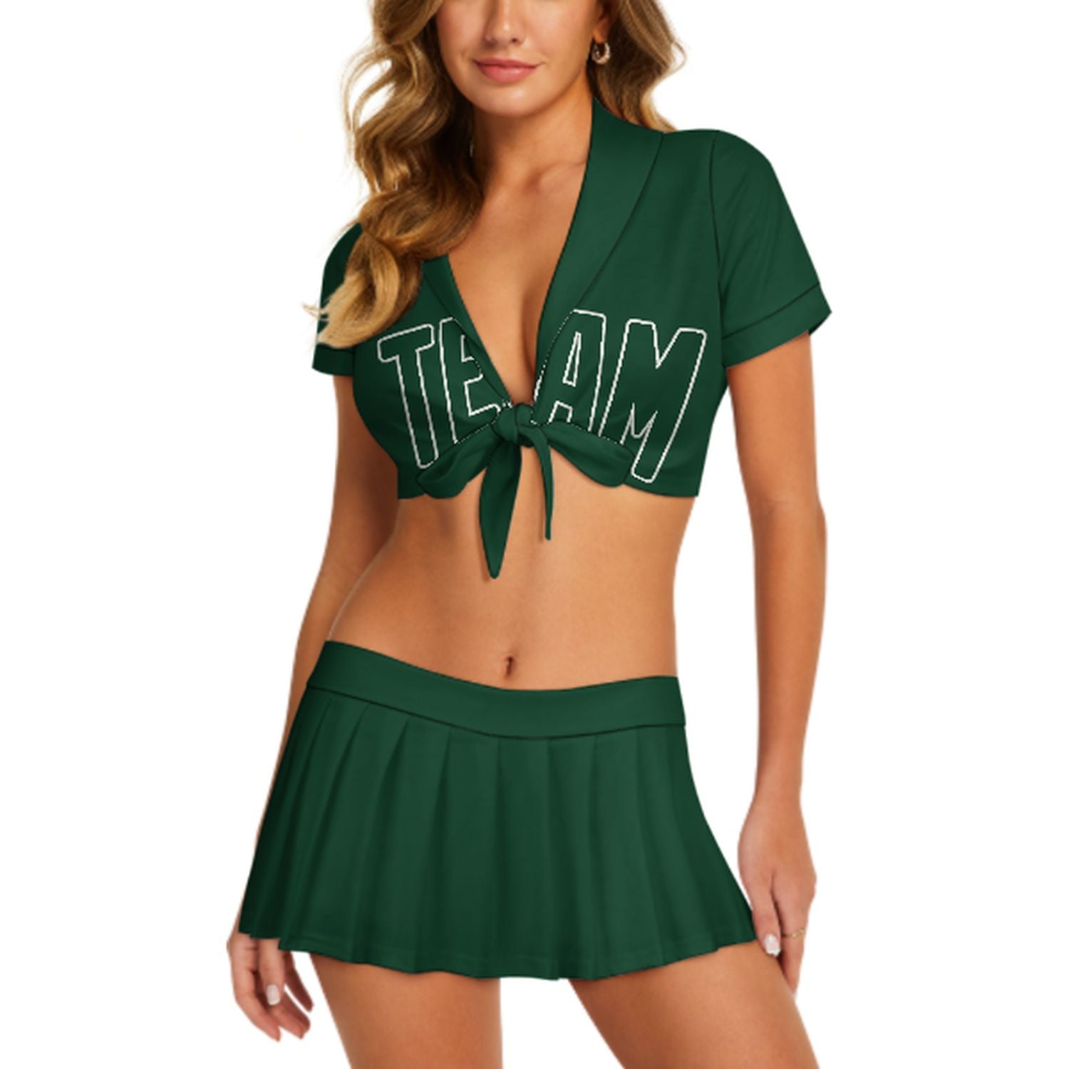 Completo da cheerleader personalizzato verde muschio