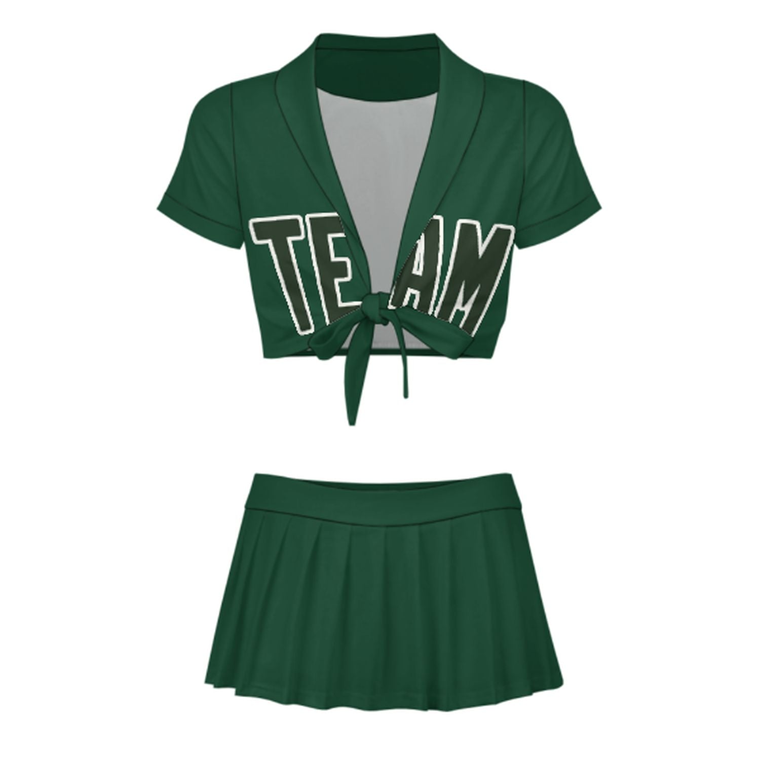 Completo da cheerleader personalizzato verde muschio e verde abete