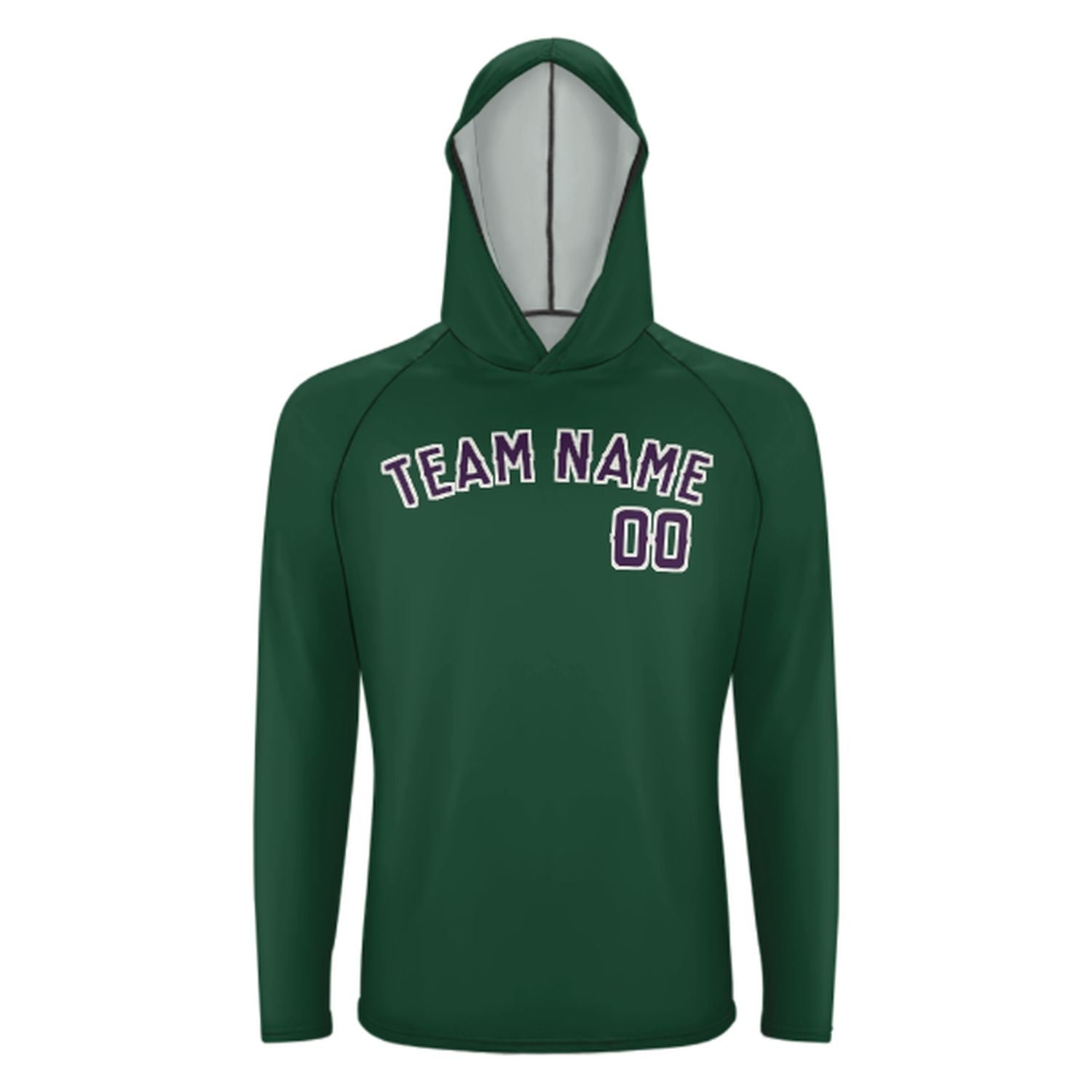 Maßgeschneidertes Moosgrün Lila UV-Hoodie