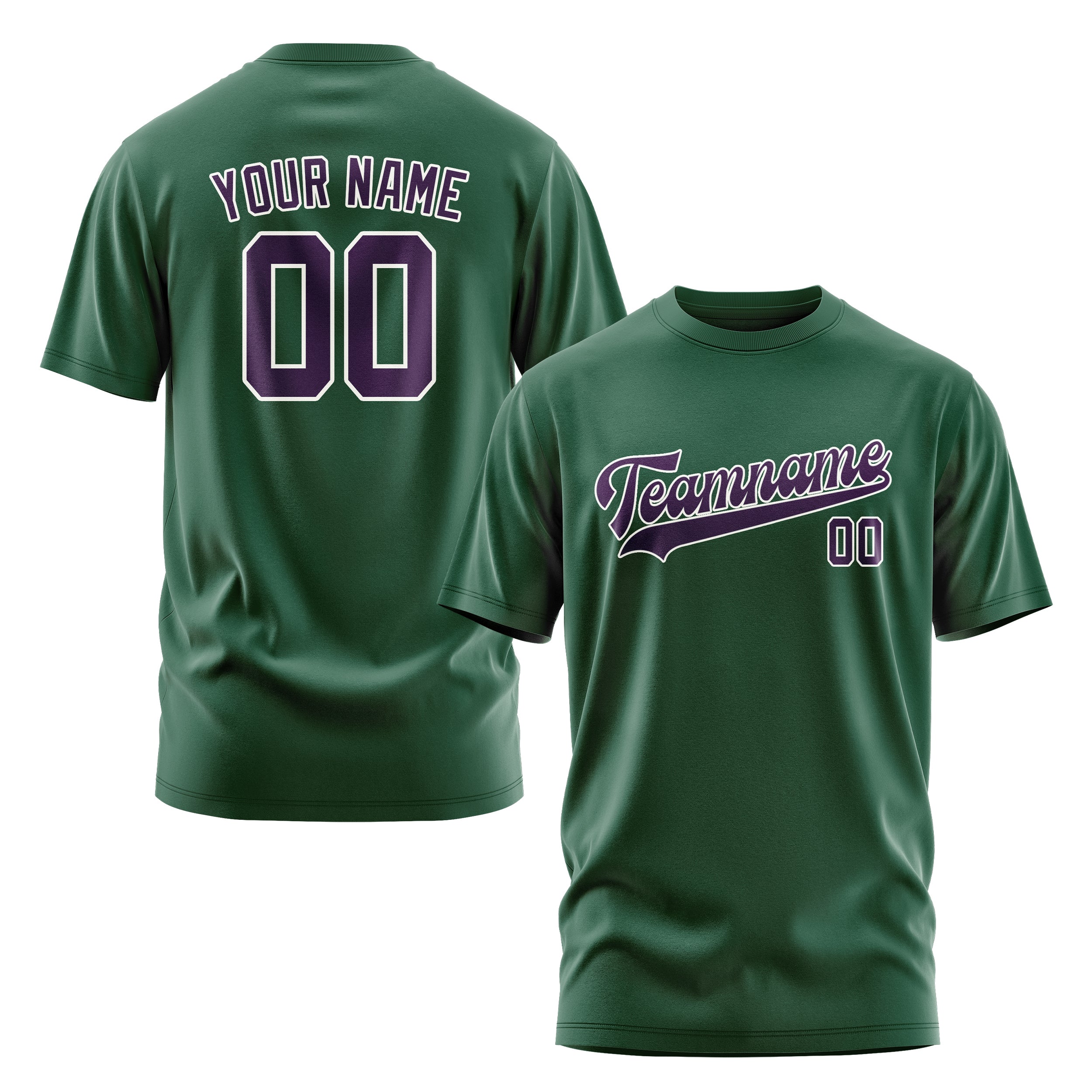 Maßgeschneidertes Moosgrün Lila T-Shirt