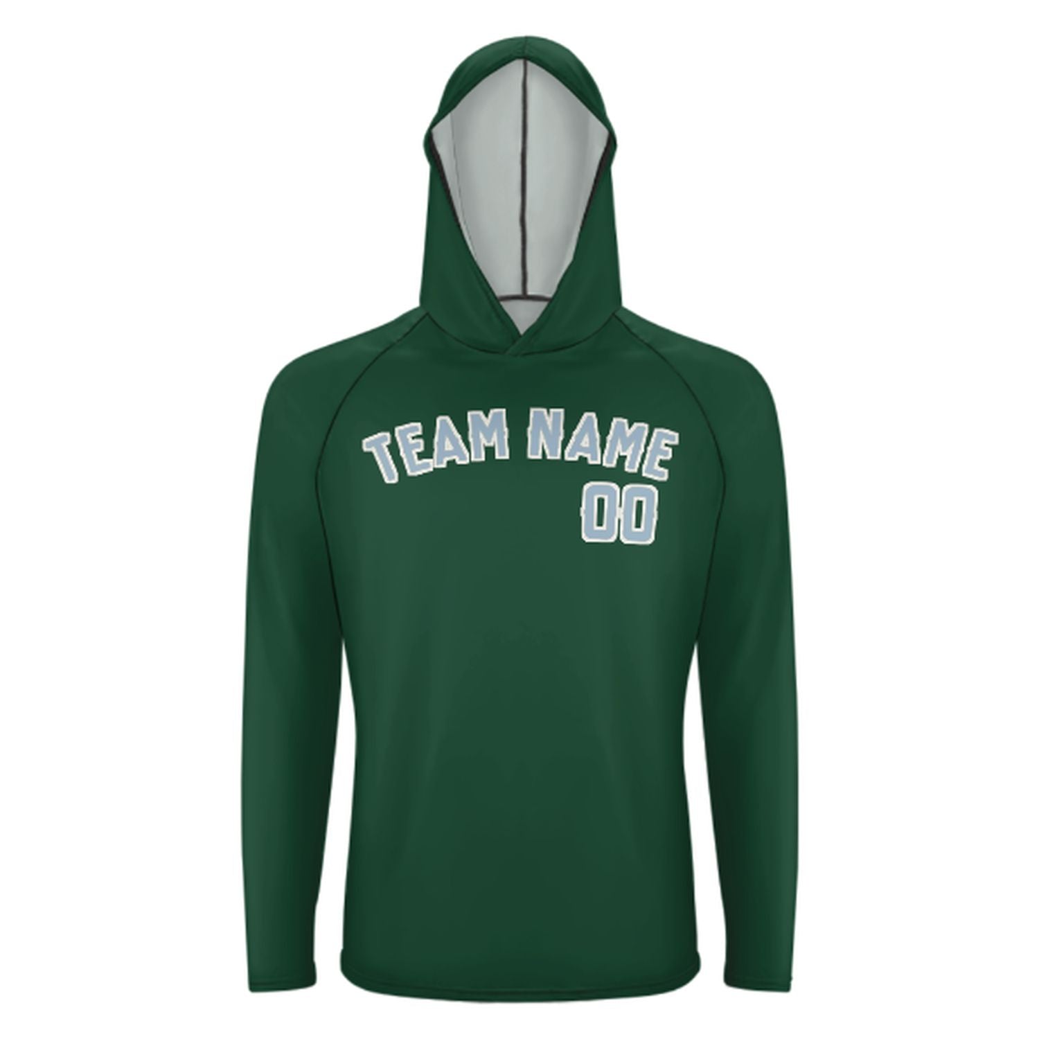 Maßgeschneidertes Moosgrün Hellblau UV-Hoodie