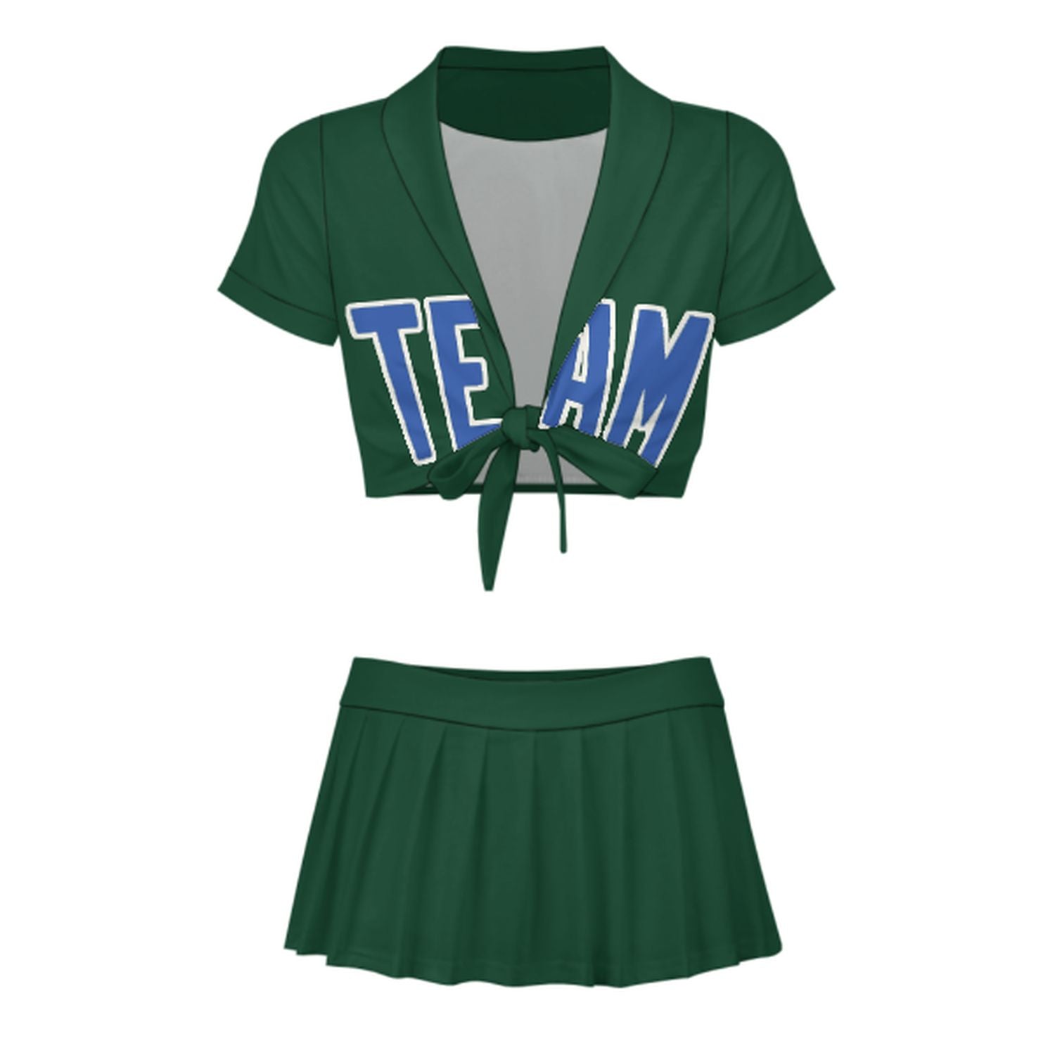 Completo da cheerleader personalizzato verde muschio e azzurro cielo