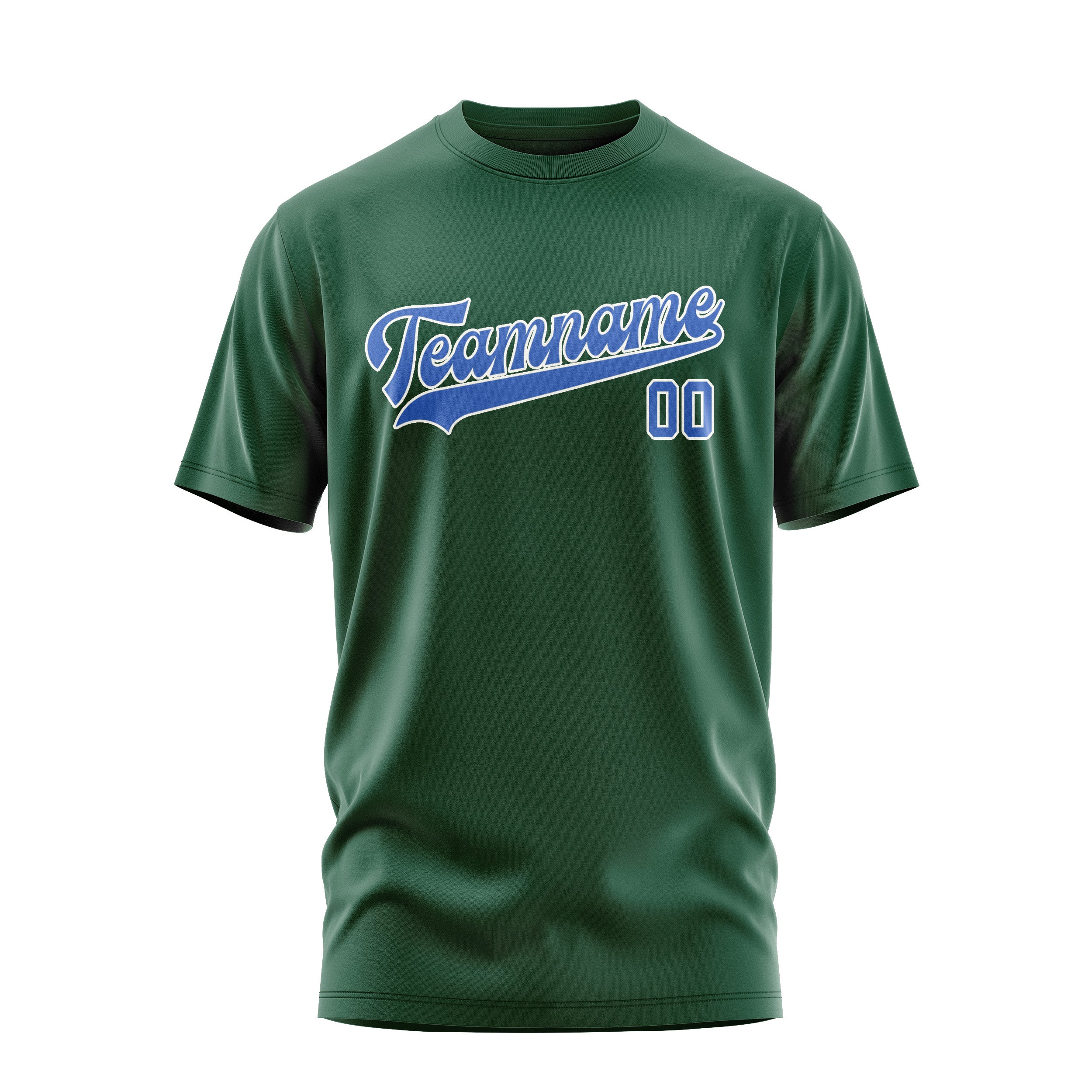 Maßgeschneidertes Moosgrün Himmelblau T-Shirt