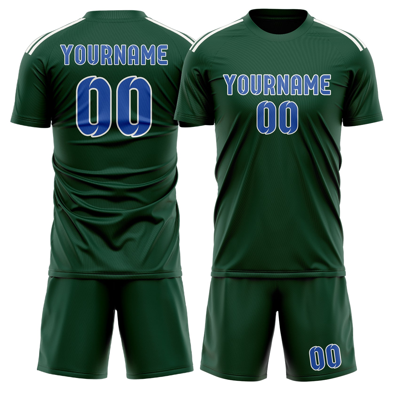 Maßgeschneidertes Professionelles Moosgrün Himmelblau Fußballtrikot-Set