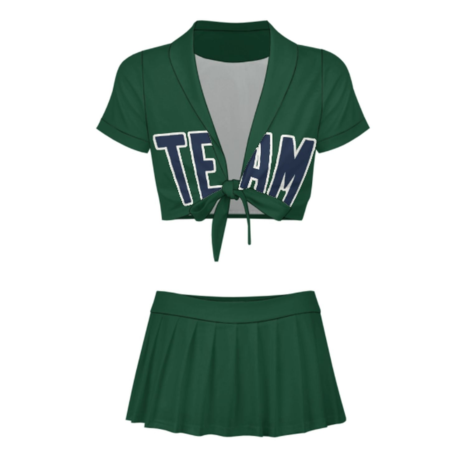 Completo da cheerleader personalizzato verde muschio blu navy
