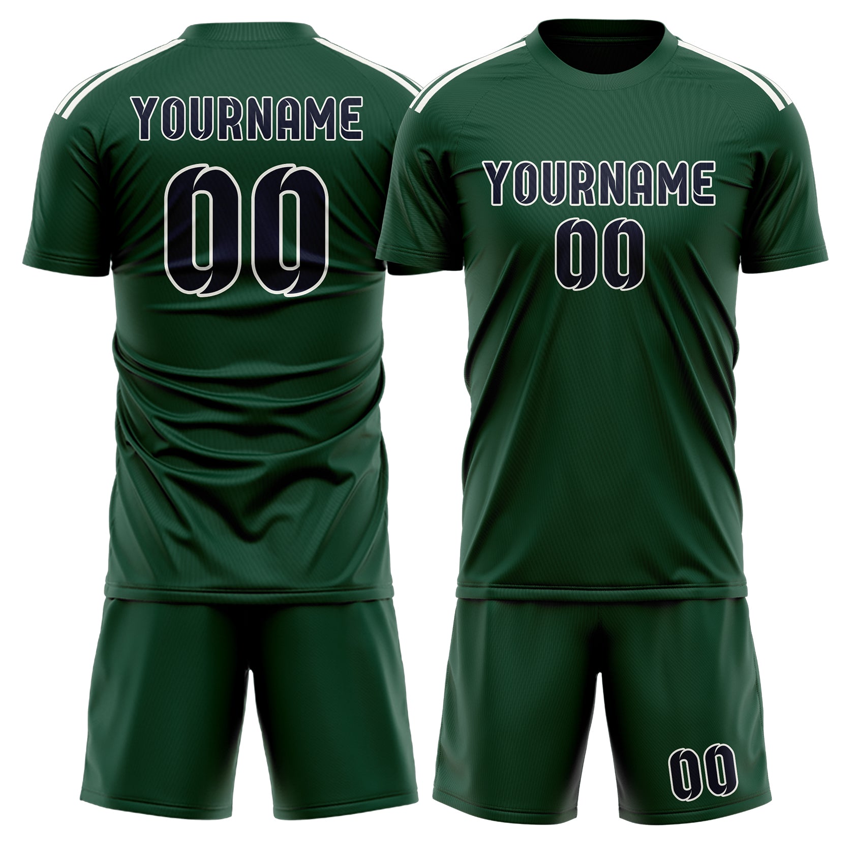 Maßgeschneidertes Professionelles Moosgrün Stahlblau Fußballtrikot-Set