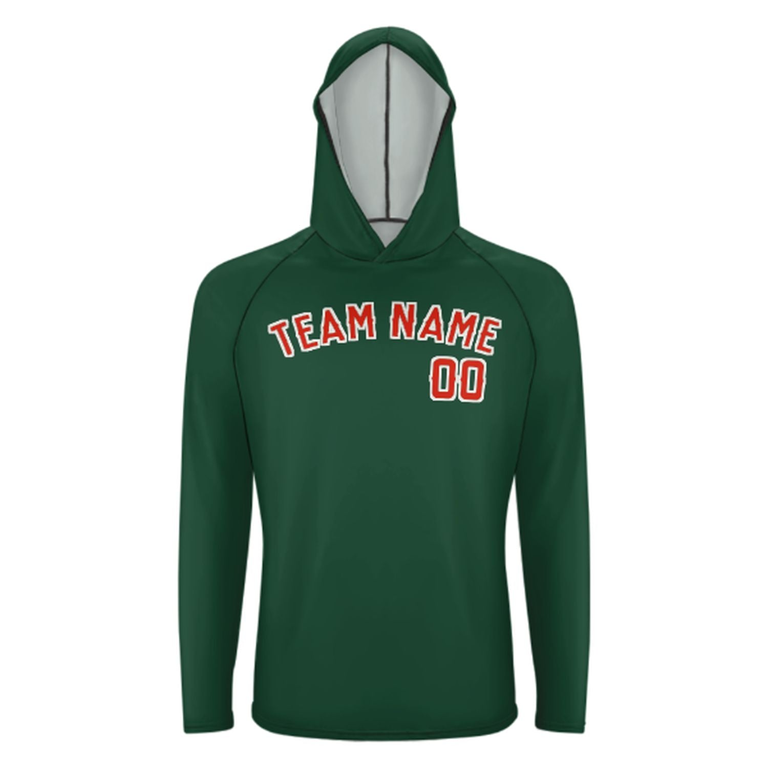 Maßgeschneidertes Moosgrün Orangerot UV-Hoodie