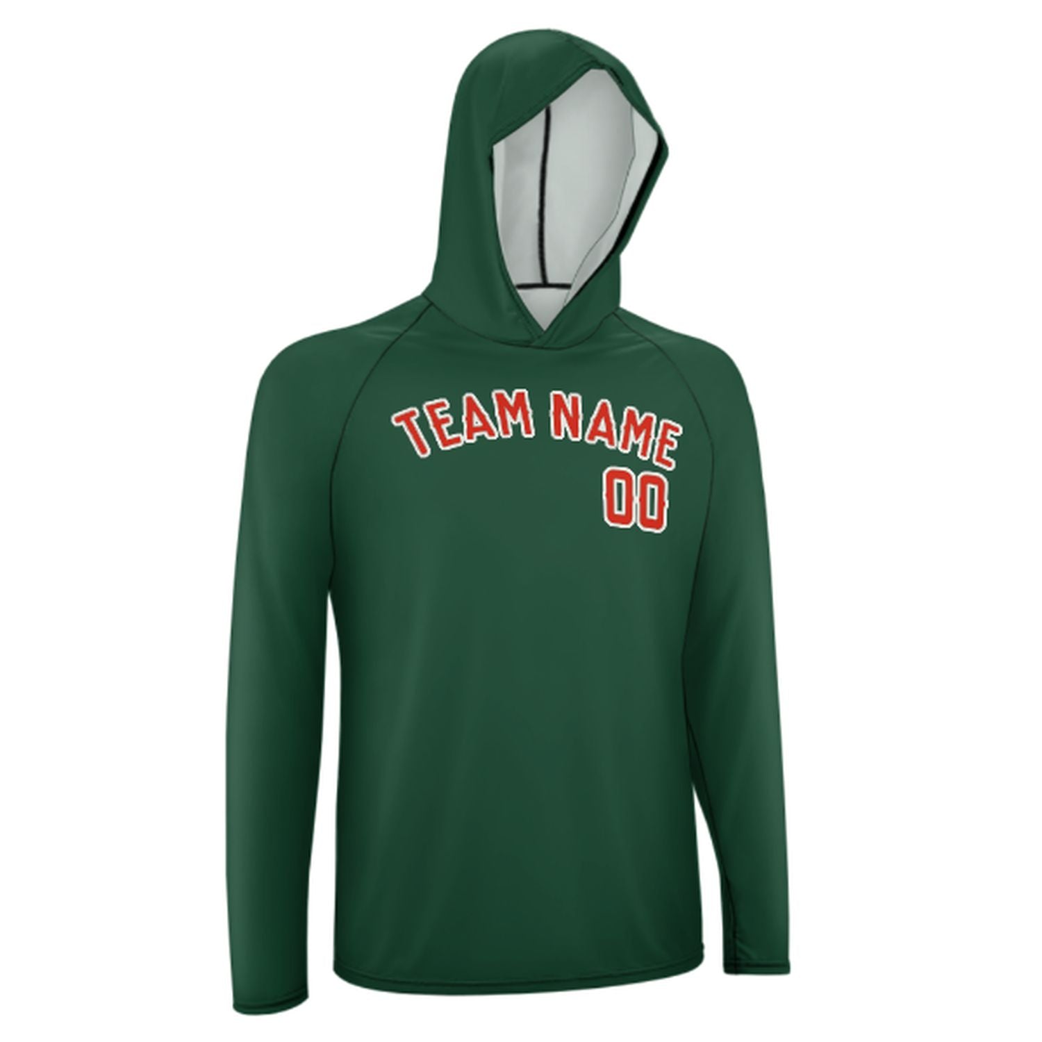 Maßgeschneidertes Moosgrün Orangerot UV-Hoodie