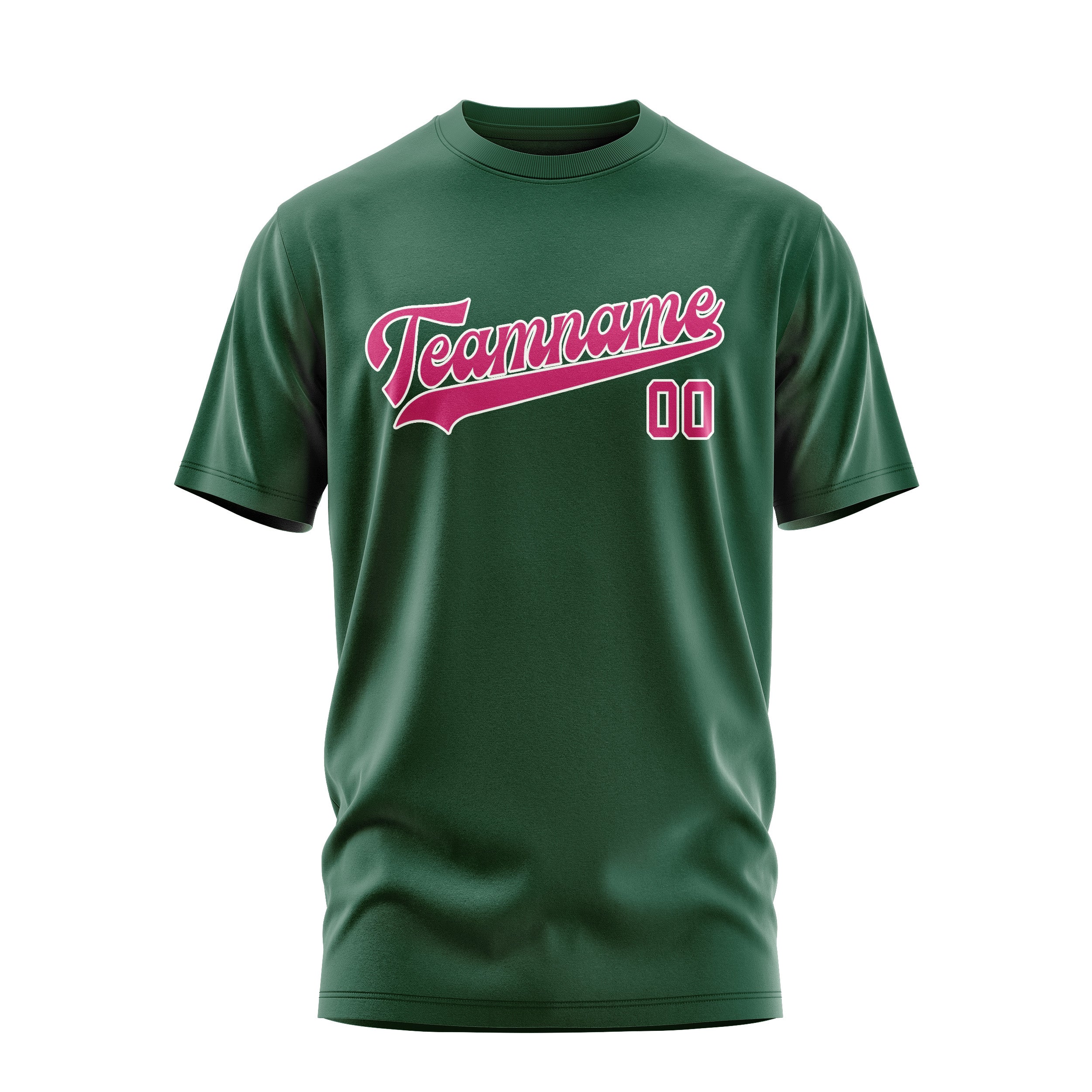 Maßgeschneidertes Moosgrün Rosarot T-Shirt