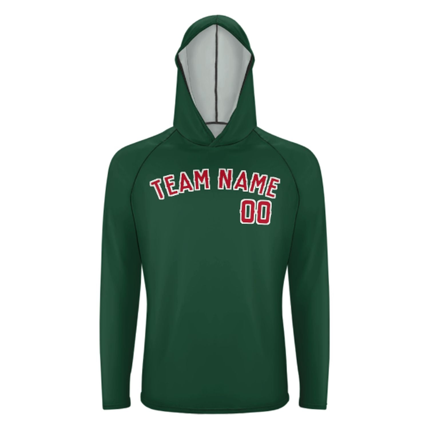 Maßgeschneidertes Moosgrün Rot UV-Hoodie