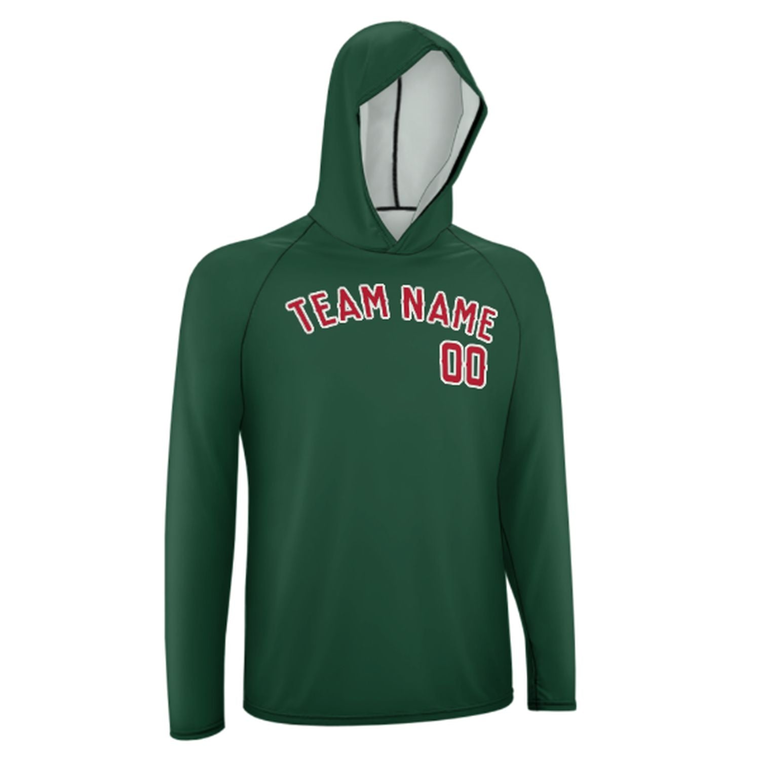 Maßgeschneidertes Moosgrün Rot UV-Hoodie