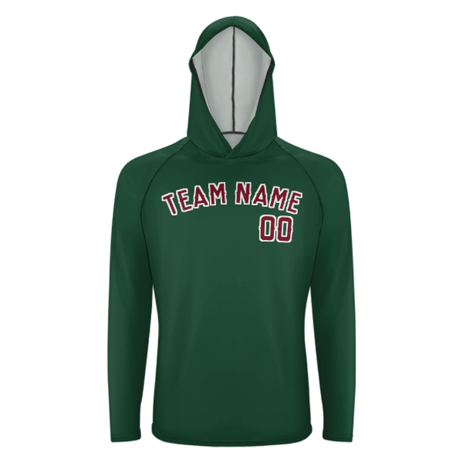 Maßgeschneidertes Moosgrün Karmesinrot UV-Hoodie