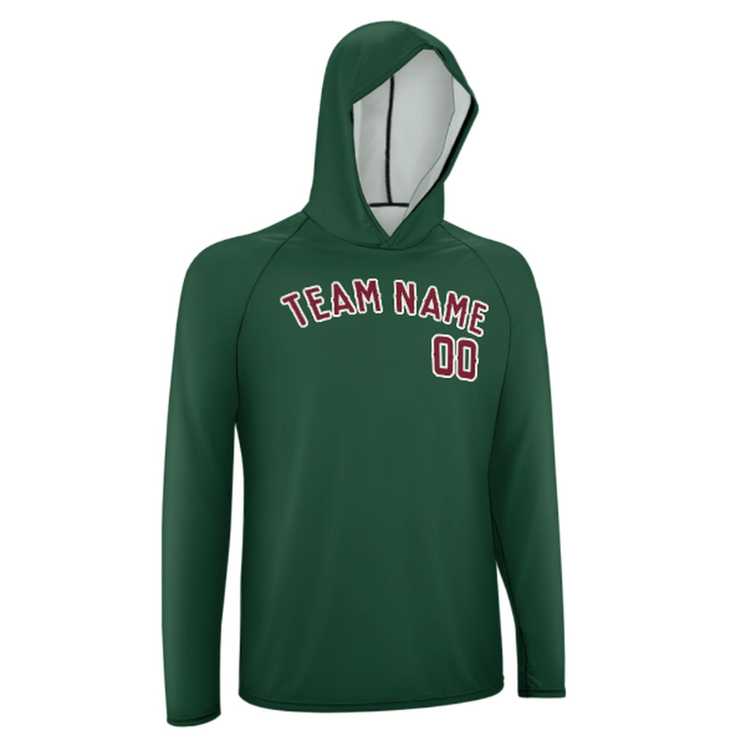 Maßgeschneidertes Moosgrün Karmesinrot UV-Hoodie