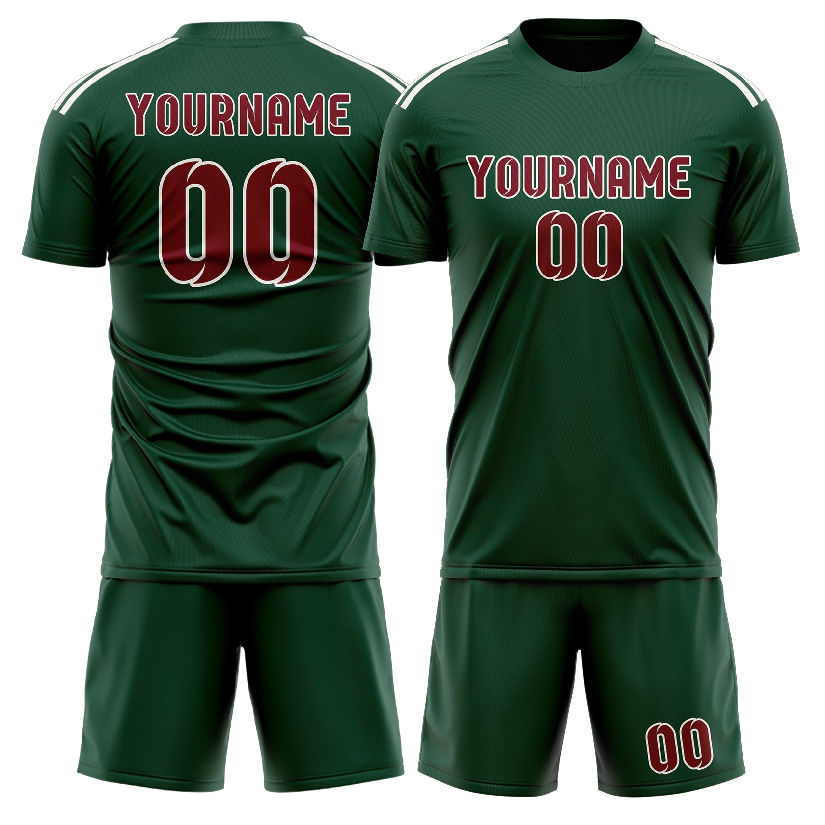 Maßgeschneidertes Professionelles Moosgrün Karmesinrot Fußballtrikot-Set