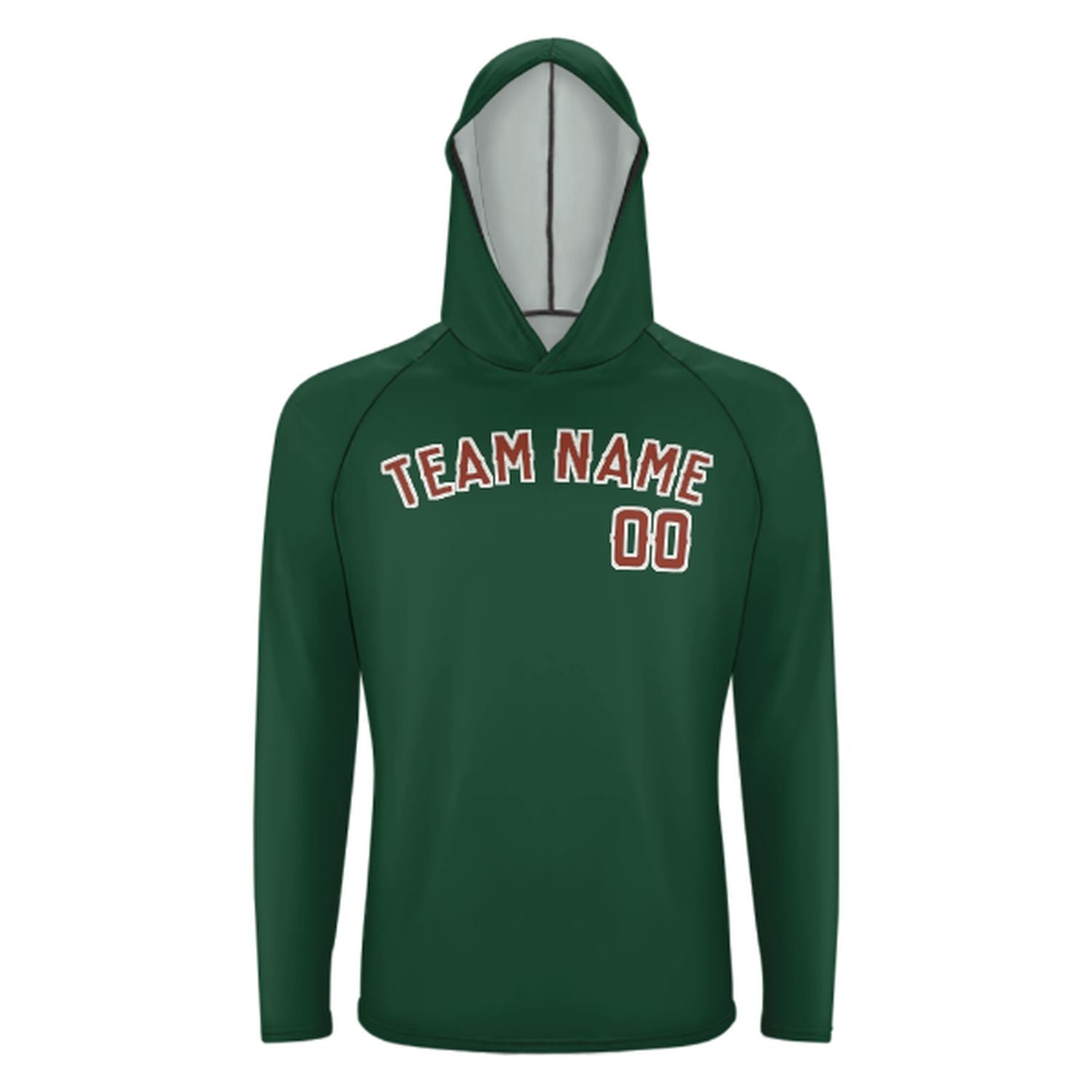 Maßgeschneidertes Moosgrün Korallenrot UV-Hoodie