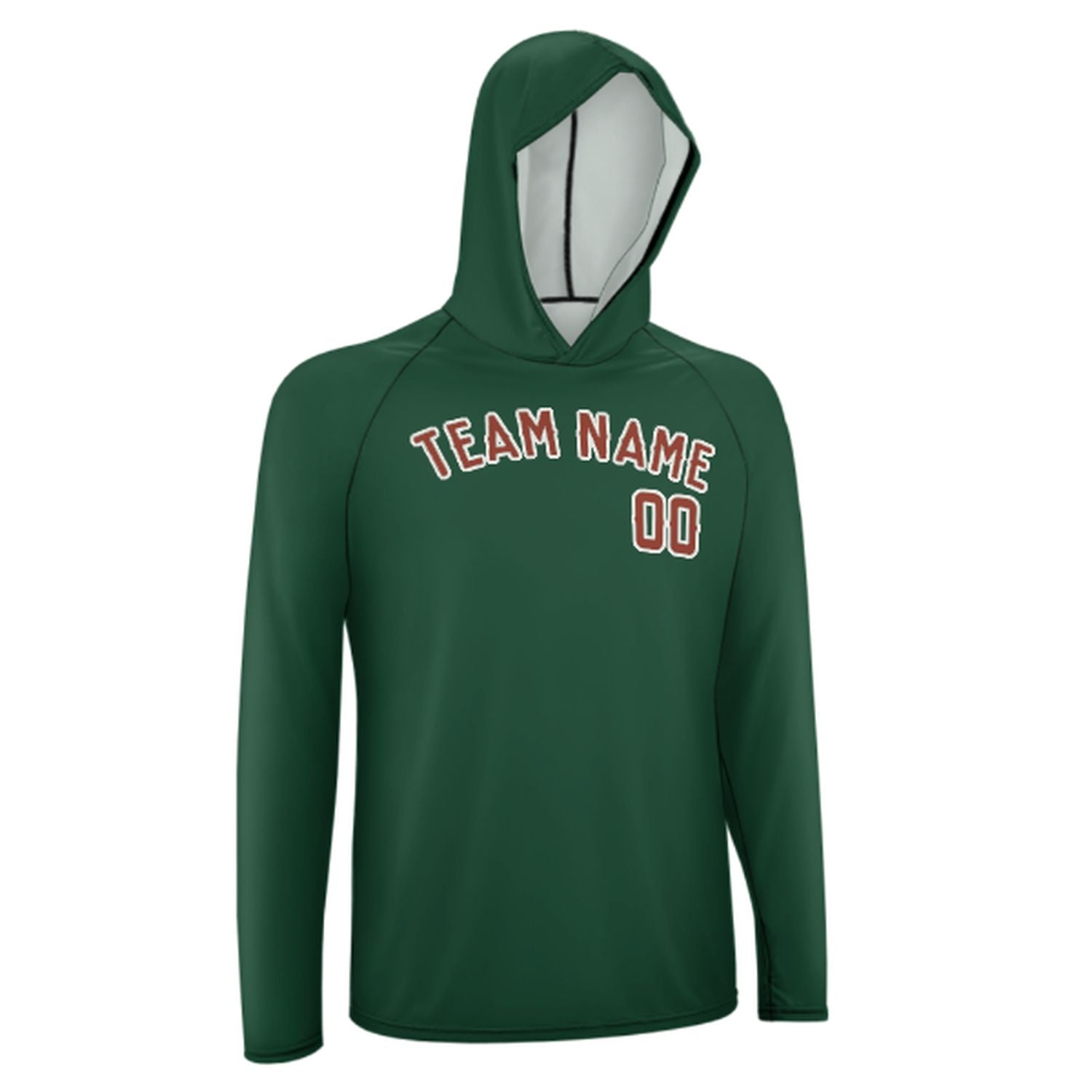 Maßgeschneidertes Moosgrün Korallenrot UV-Hoodie