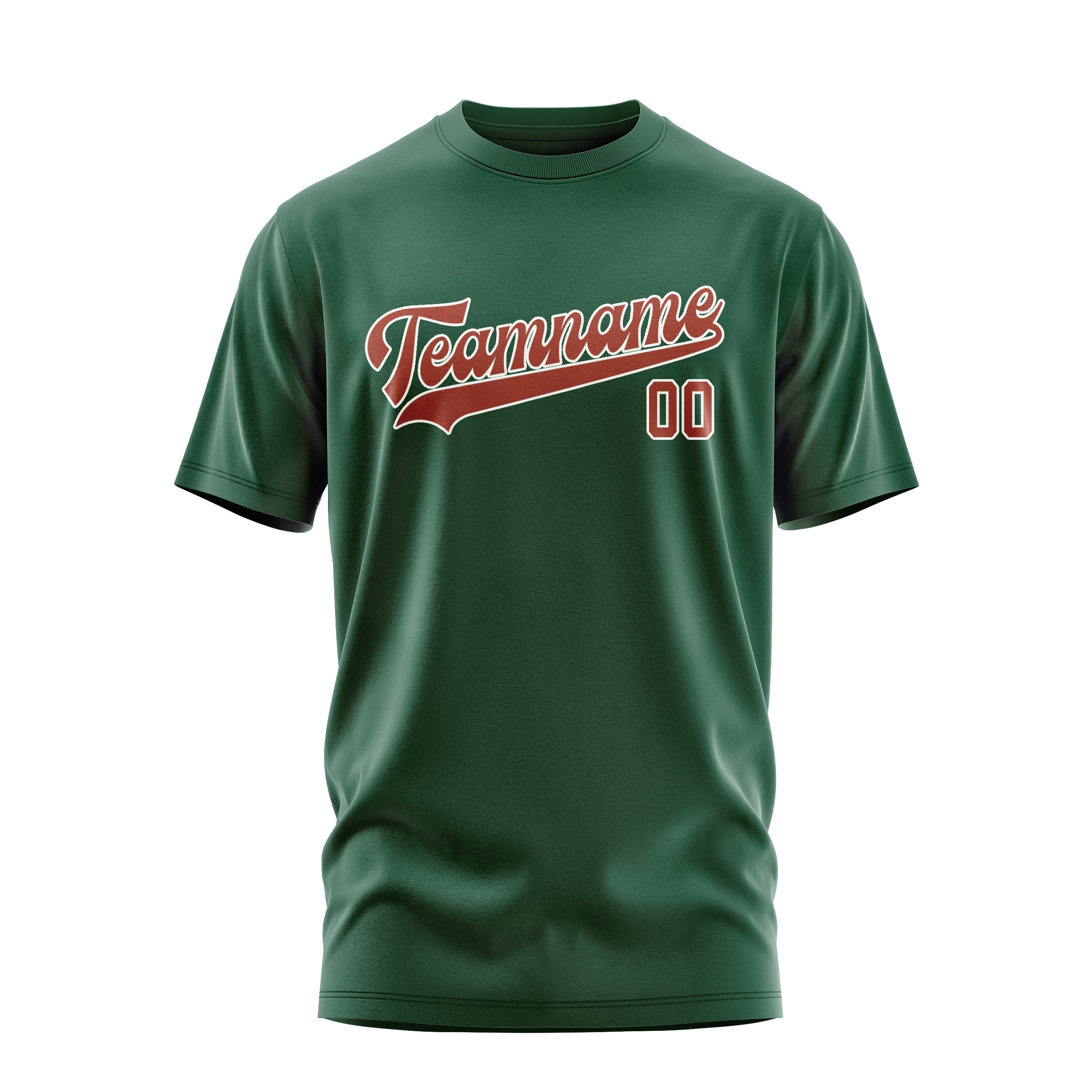 Maßgeschneidertes Moosgrün Korallenrot T-Shirt