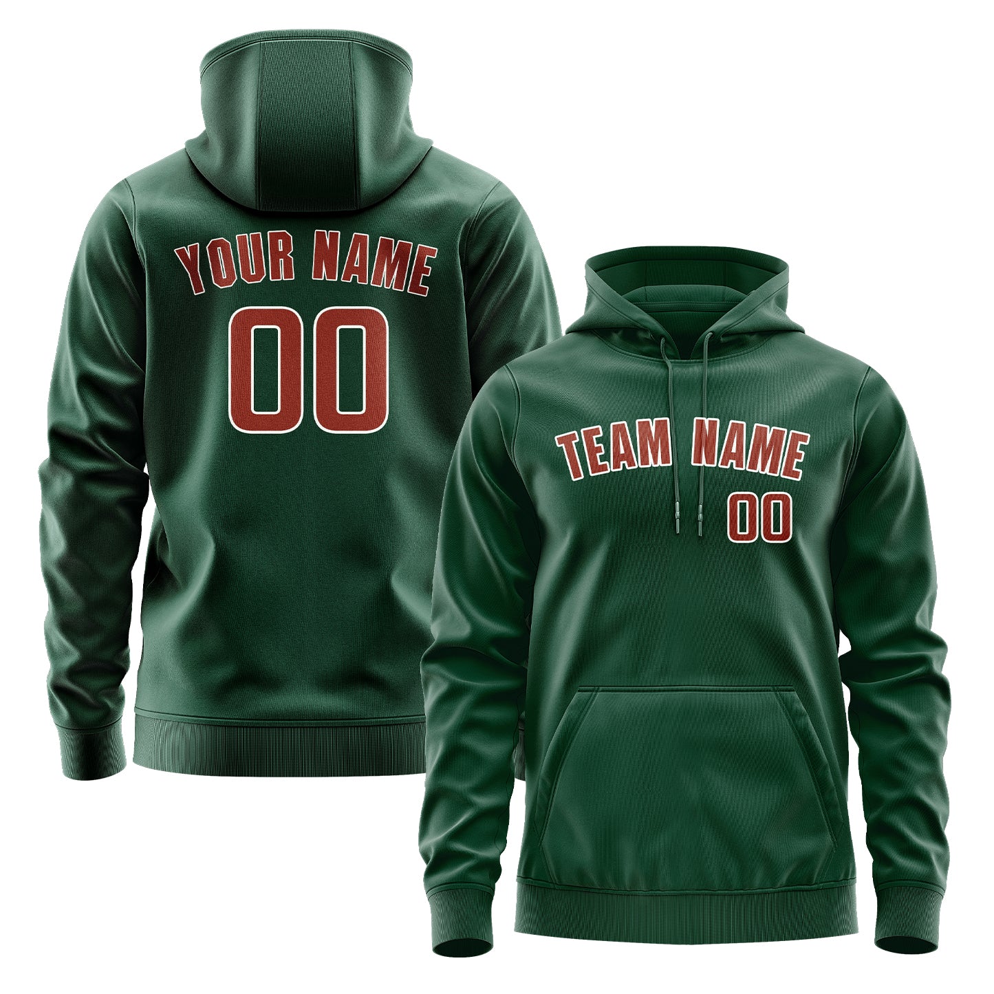 Krejčí -Made Moss -green Coral Red Hoodie